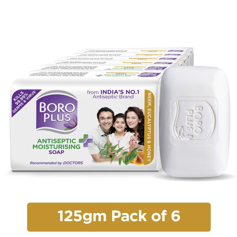 Boroplus Antiseptic & Moisturising Bathing Soap with Neem, Eucalyptus & Honey, 125 g, Pack of 6 – view 3