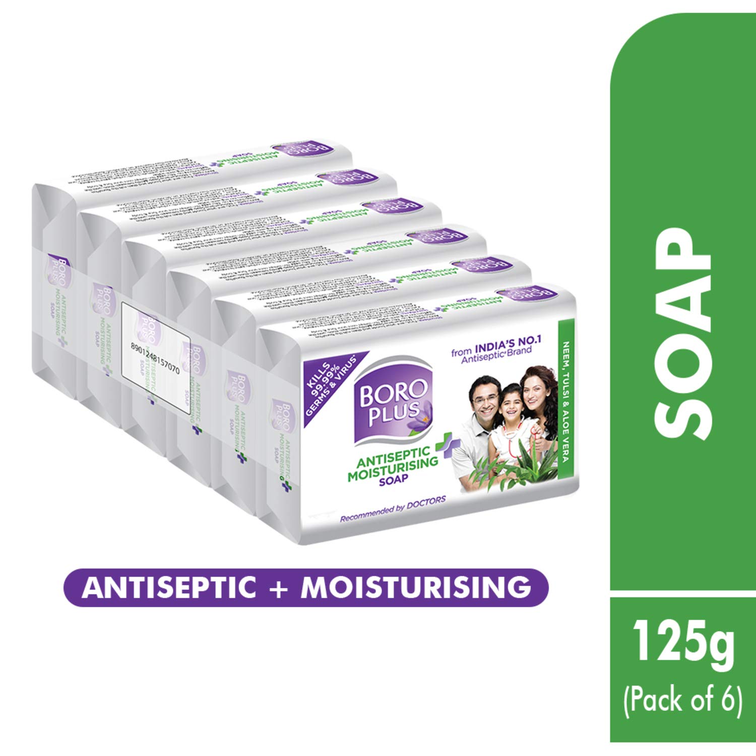 Boroplus Antiseptic & Moisturising Bathing Soap with Aloe Vera, Neem & Tulsi, 125 g Pack of 6 – view 3