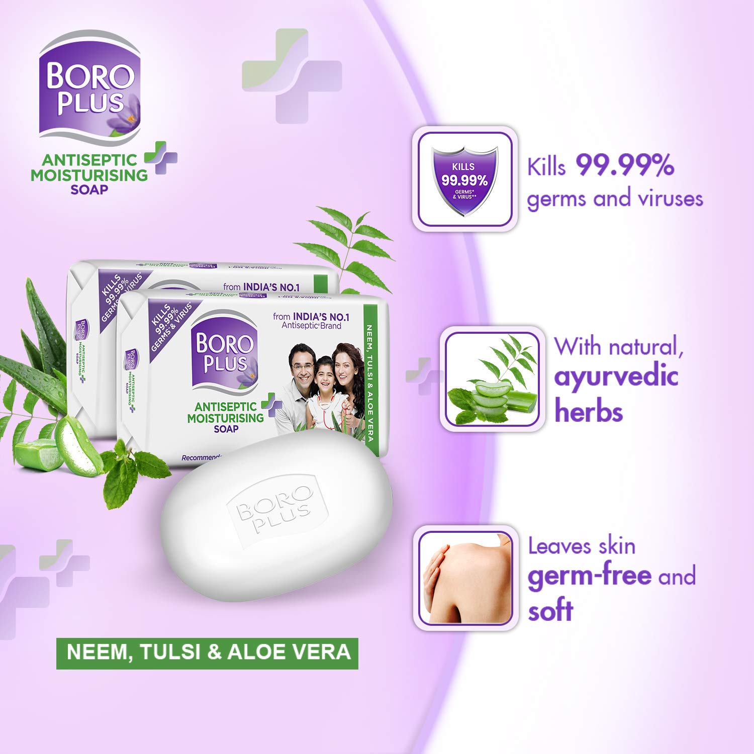 Boroplus Antiseptic & Moisturising Bathing Soap with Aloe Vera, Neem & Tulsi, 125 g Pack of 6 – view 7
