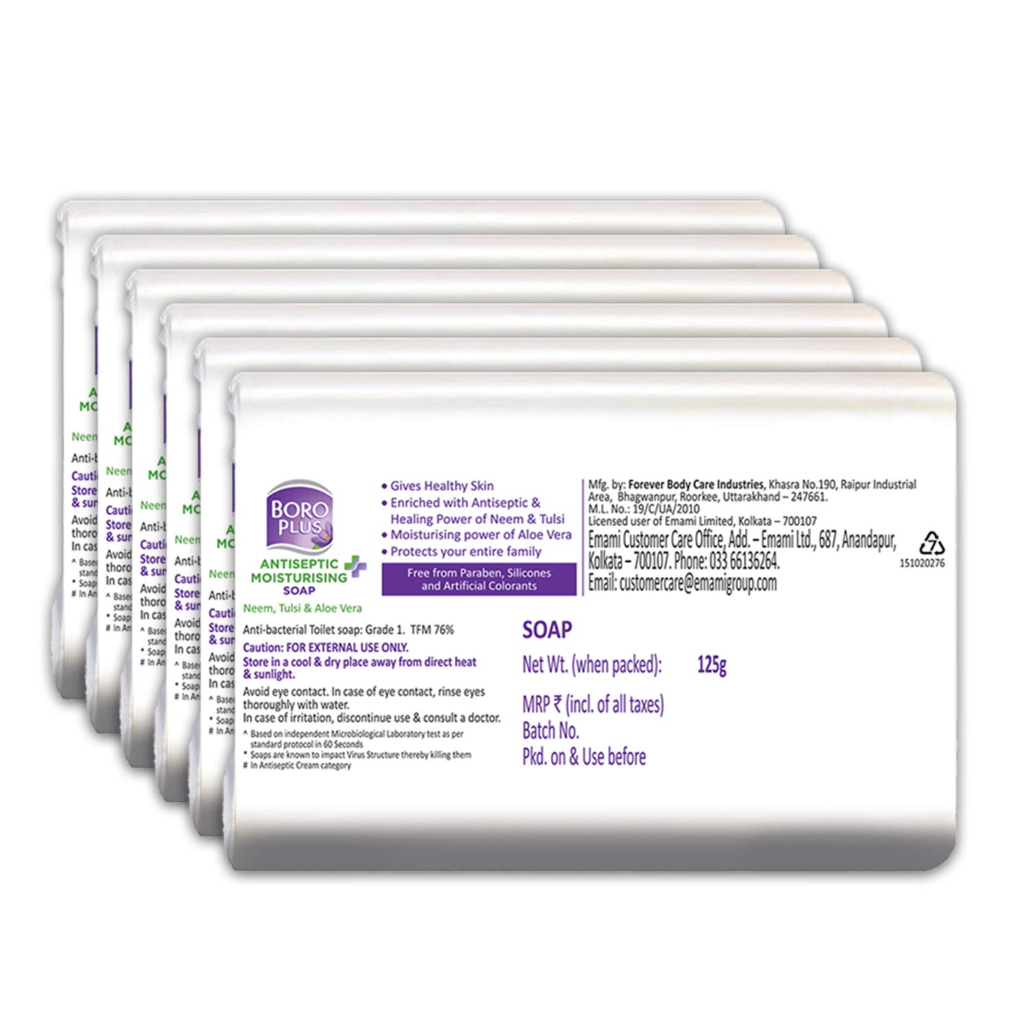 Boroplus Antiseptic & Moisturising Bathing Soap with Aloe Vera, Neem & Tulsi, 125 g Pack of 6 – view 2