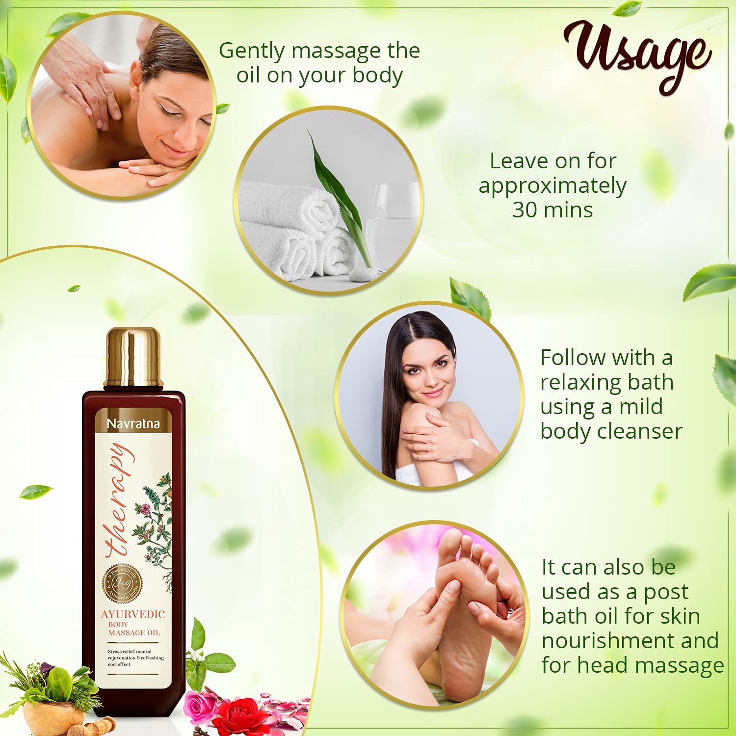 Navratna Therapy Ayurvedic Body Massage Oil – view 5