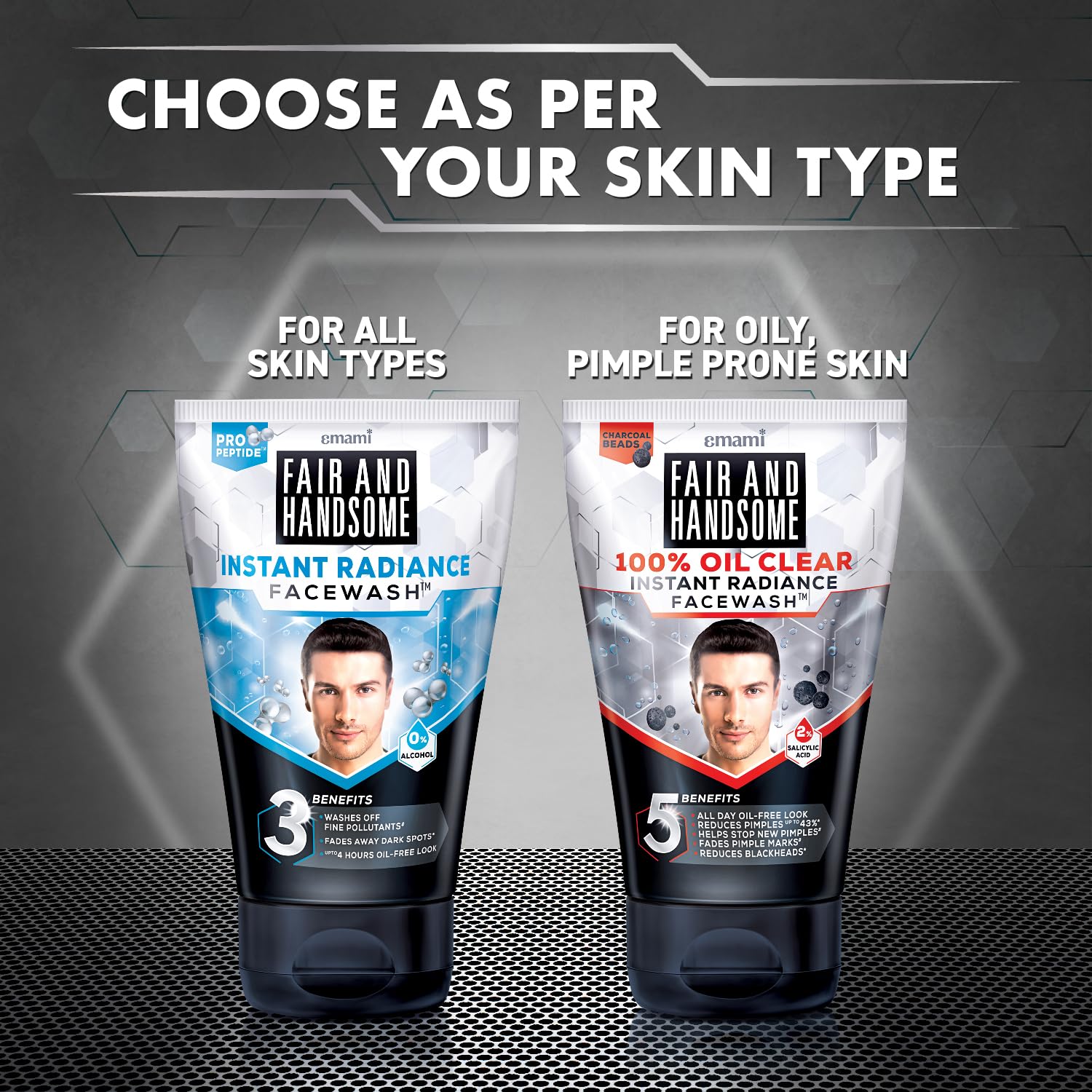 Emami Fair and Handsome Clear Dead Skin Cell Cooling Freshness Charcoal Beads Pimple and Blackhead Reduction Oil Clear Instant Radiance Face Wash For Oily Skin - 100g – view 5