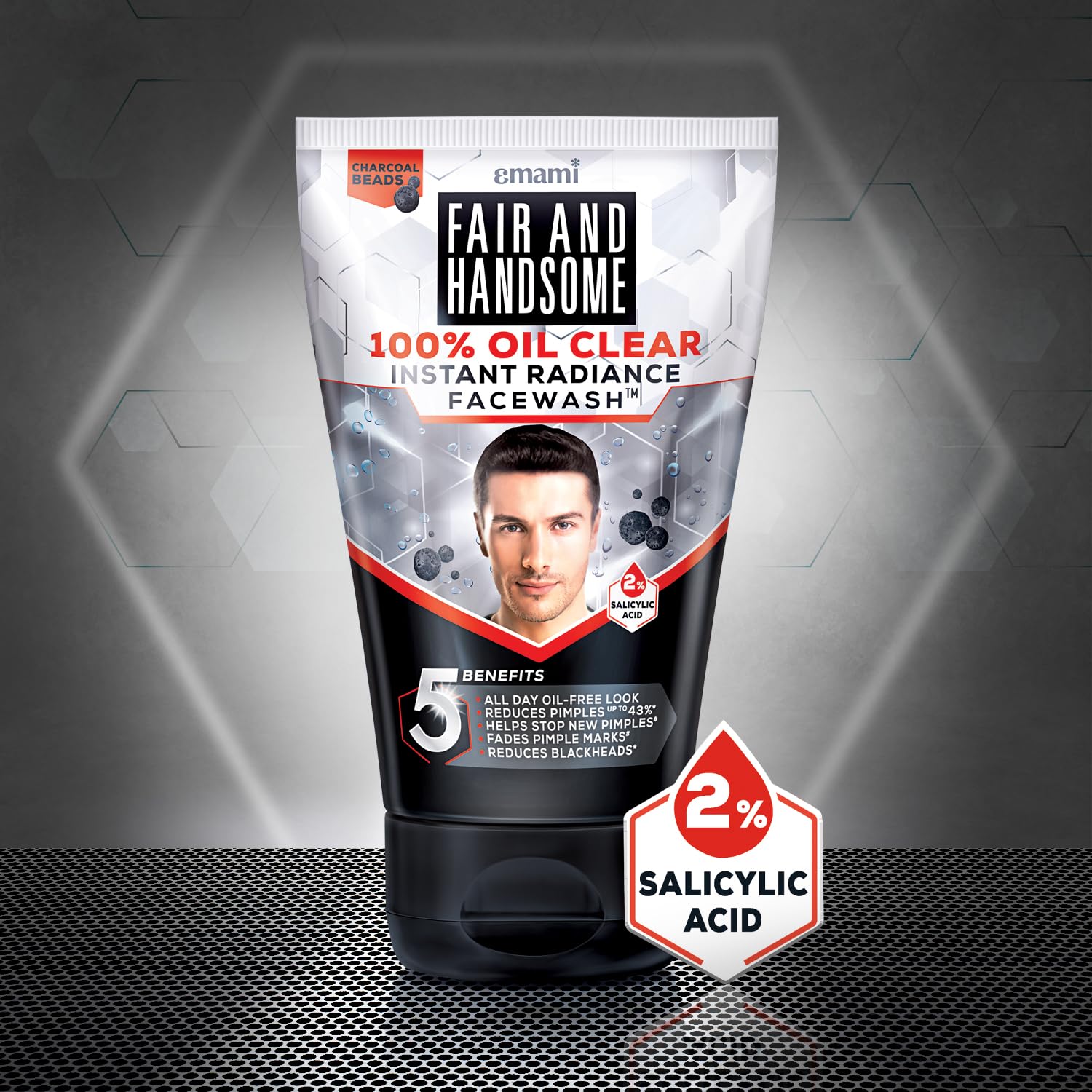 Emami Fair and Handsome Clear Dead Skin Cell Cooling Freshness Charcoal Beads Pimple and Blackhead Reduction Oil Clear Instant Radiance Face Wash For Oily Skin - 100g – view 7
