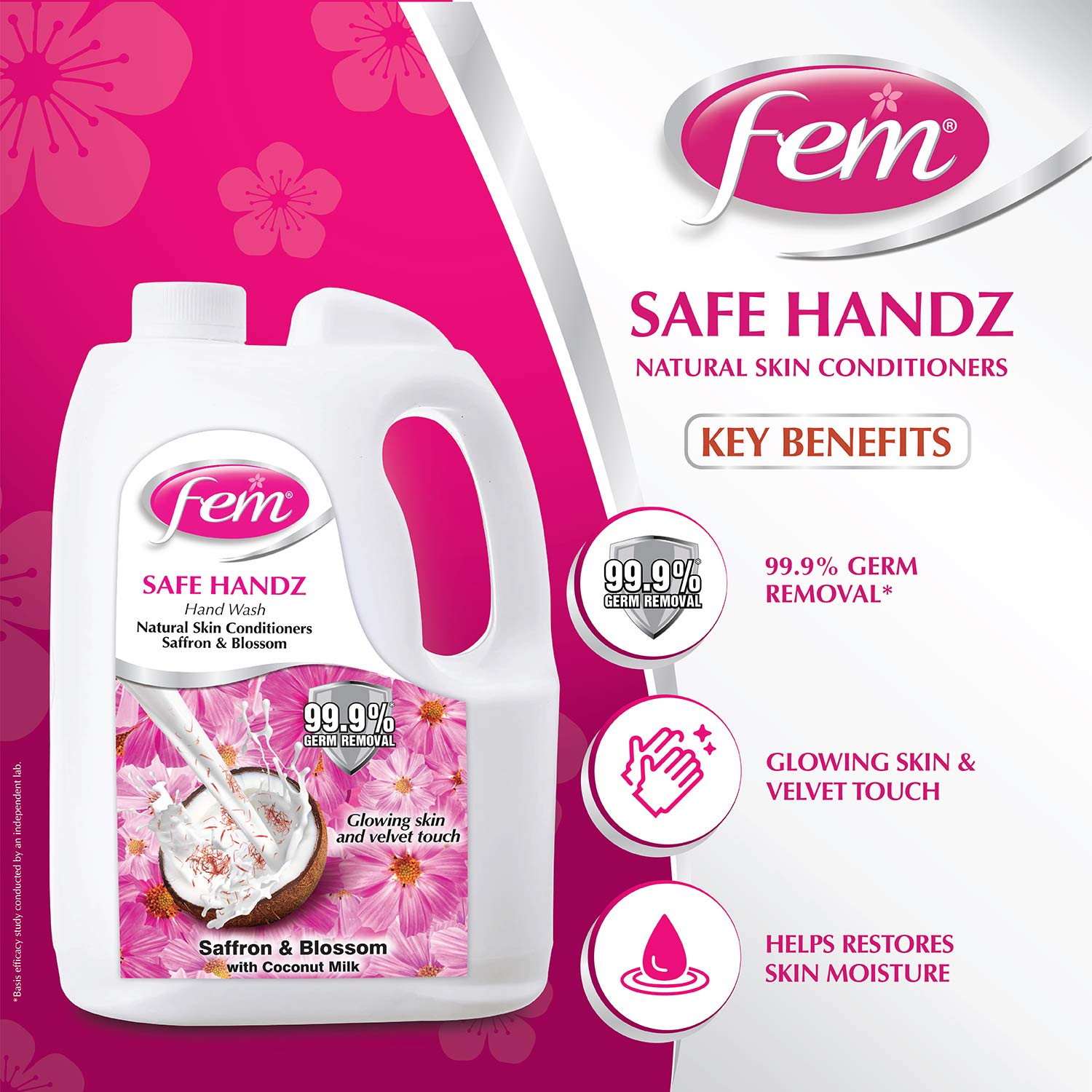 Fem Safe Handz Hand Wash - Enriched with the Goodness of Saffron & Blossom with Coconut Milk - 5 L – view 3