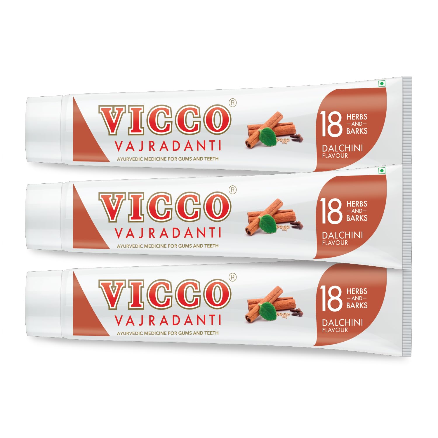 Vicco Vajradanti Paste in Dalchini Flavour I Ayurvedic Toothpaste with 18 Herbs & Barks | Strengthens Teeth & Gums | Helps Reduce Plaque, Tartar & Sensitivity | Fluoride-Free | [160g | Pack of 3]