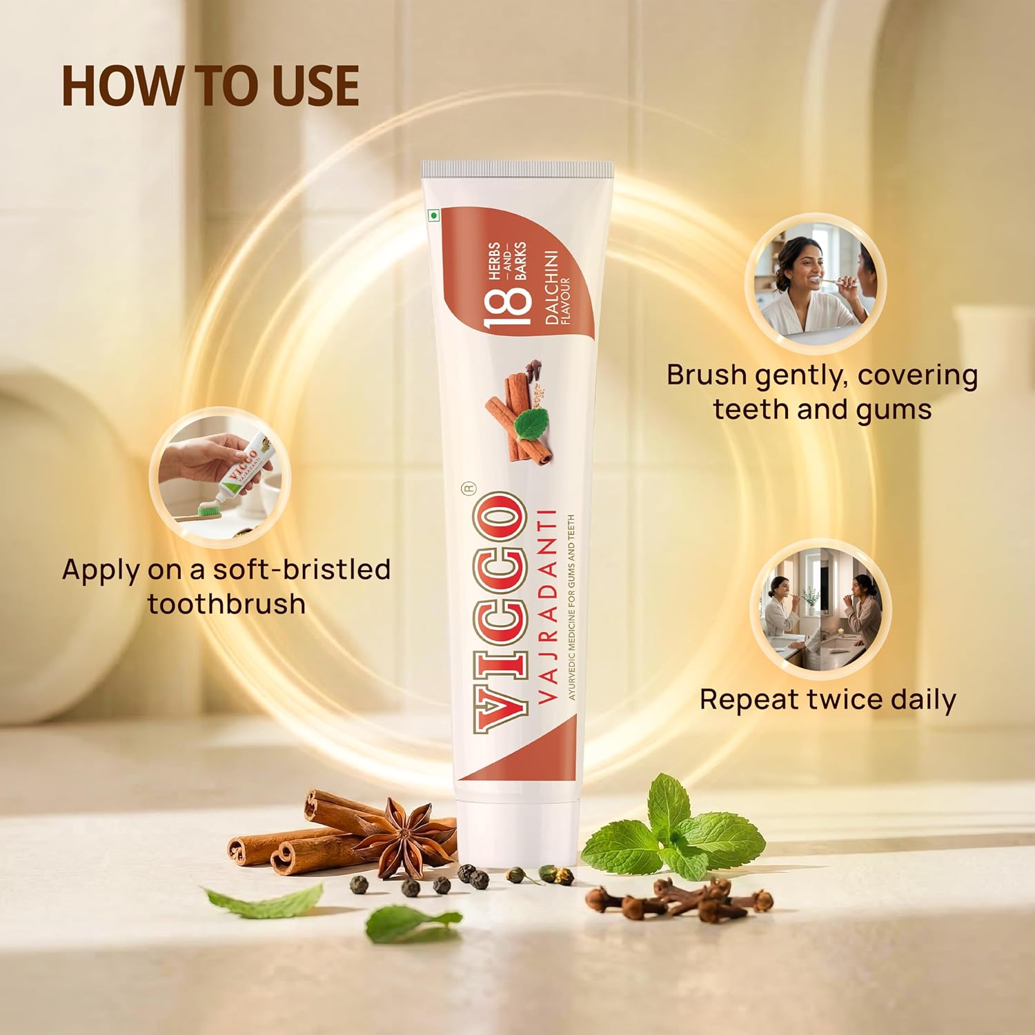 Vicco Vajradanti Paste, Dalchini Flavour Ayurvedic Toothpaste, 160 g Pack of 3 – view 5