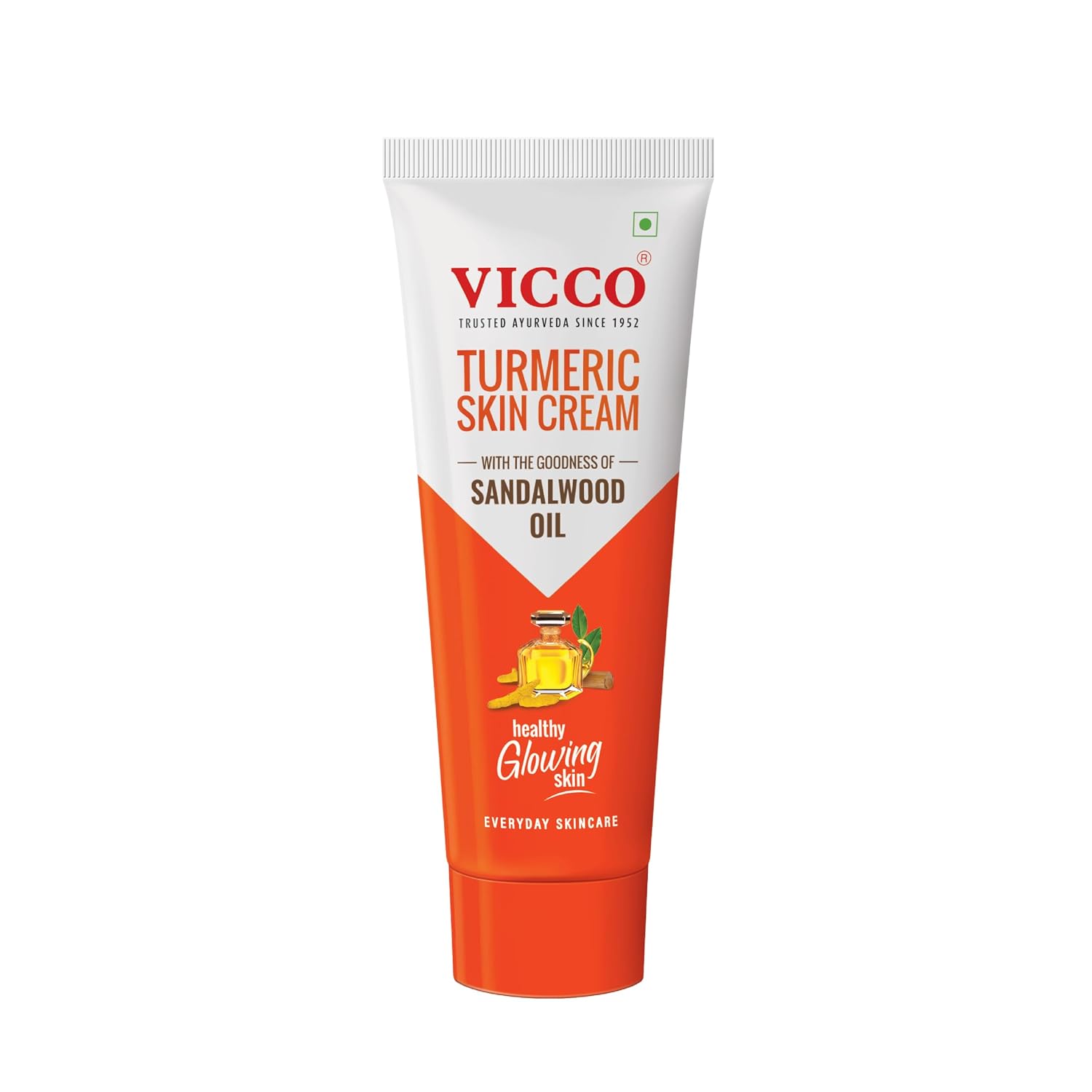 Vicco Turmeric Skin Cream | With Turmeric & Sandalwood Oil for Glowing Skin I Acne Control & Natural Glow I Trusted Ayurvedic Care for Long-Lasting Healthy Skin | [70gm | Pack of 1]