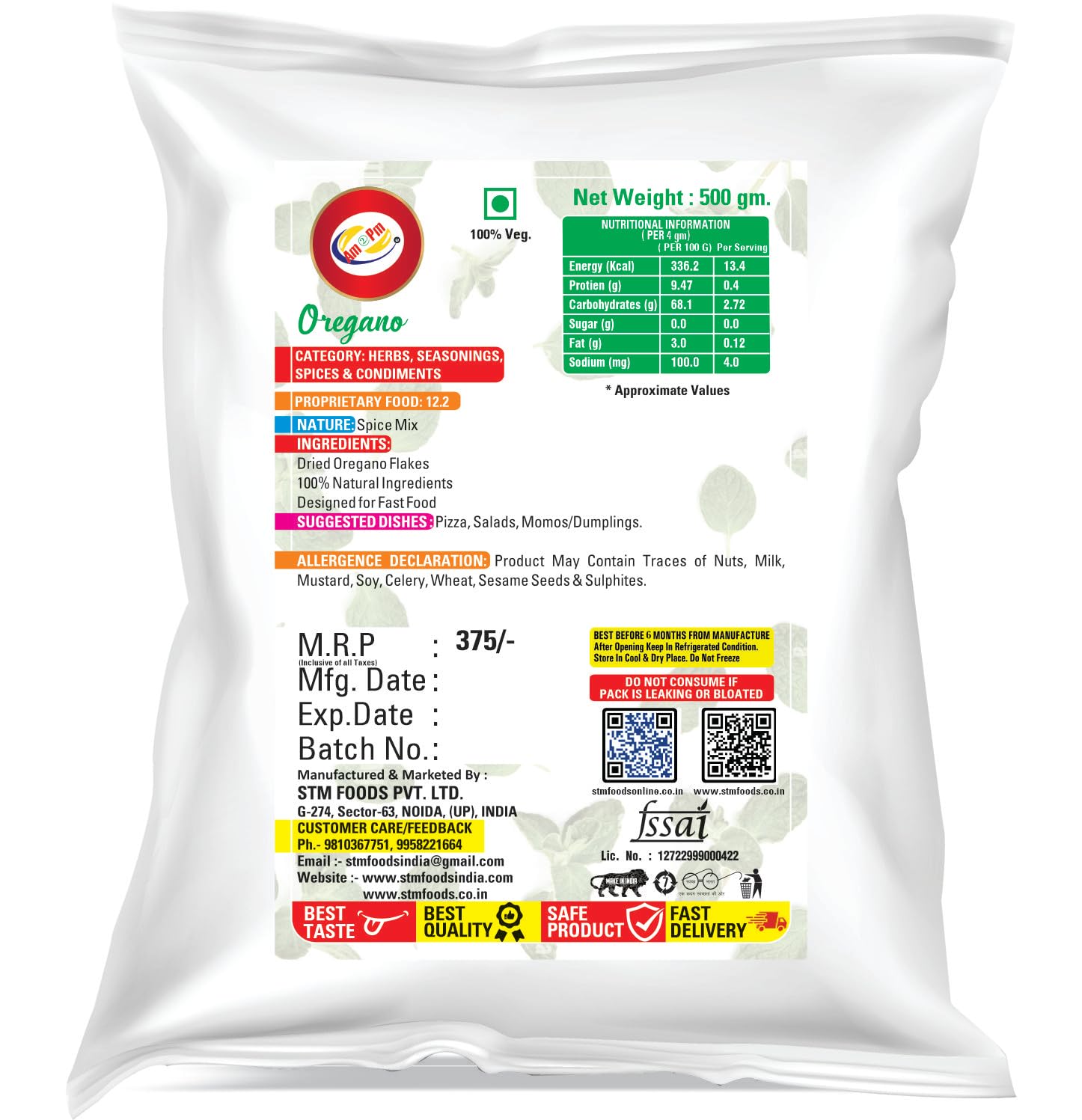 Am 2 Pm Chilli Flakes 500 gm + Dried Oregano 500 gm Pizza/Pasta Seasoning Pack of 2 – view 5