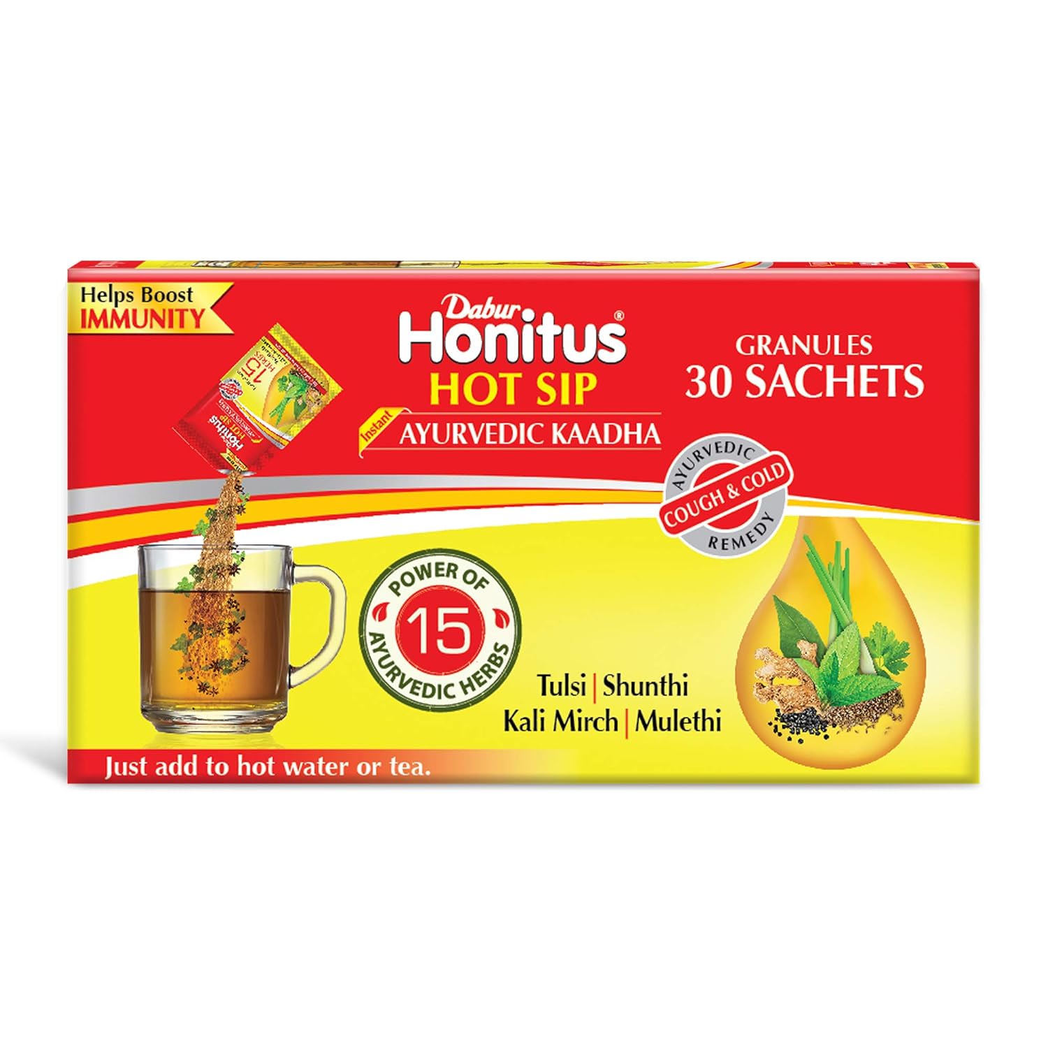 Dabur Honitus Hot Sip Ayurvedic Kadha for Cough & Cold, 30 Sachets – view 2