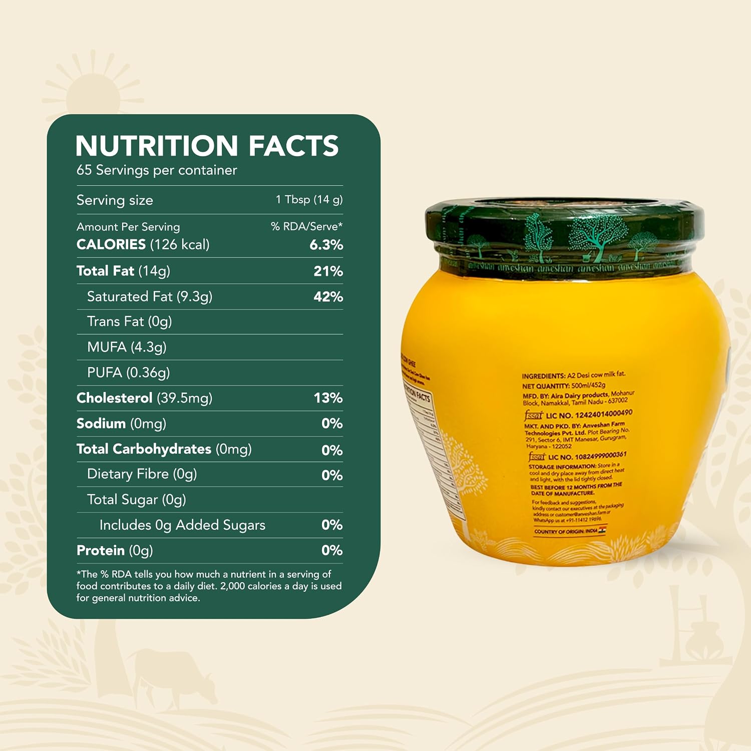 Anveshan A2 Cow Ghee 500 ml, Bilona Ghee – view 2