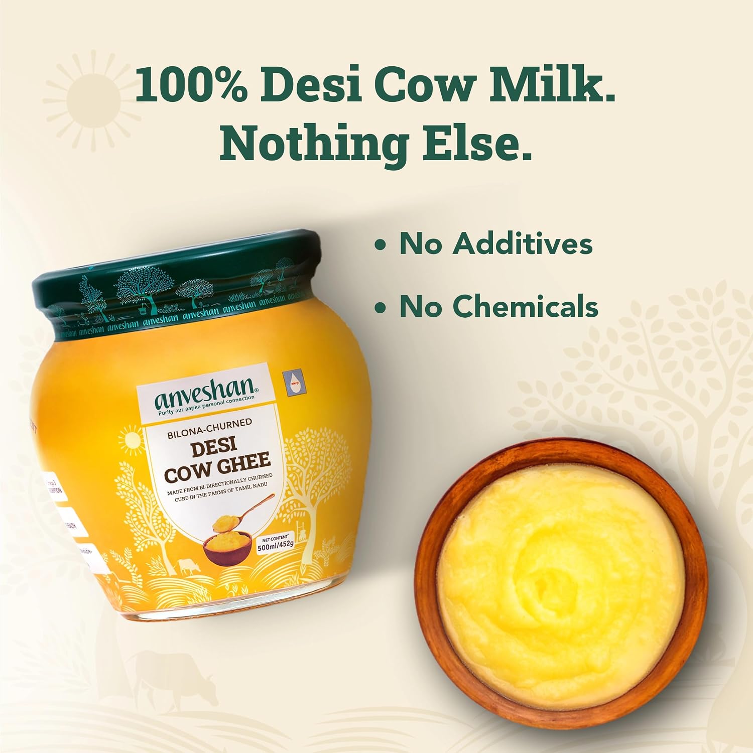 Anveshan A2 Cow Ghee 500 ml, Bilona Ghee – view 7
