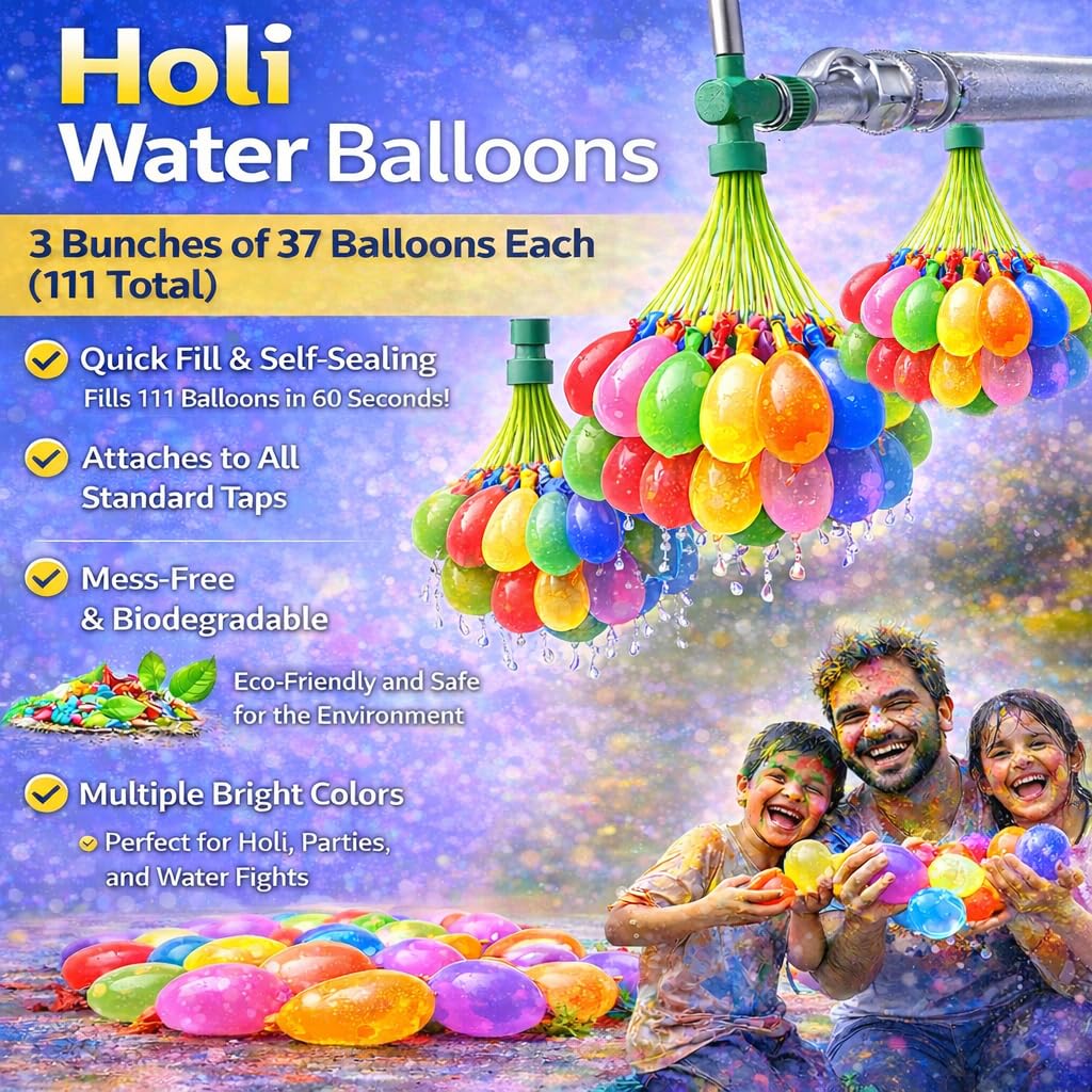 CraftVatika Holi Water Balloons Pack of 111, Multi Color – view 3