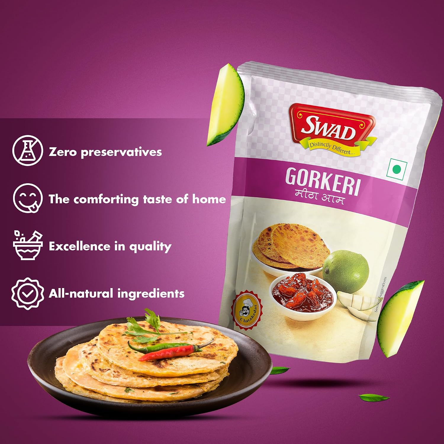 Swad Gorkeri Sweet Mango Pickle Chutney, 200 g (Pack of 8) – view 4