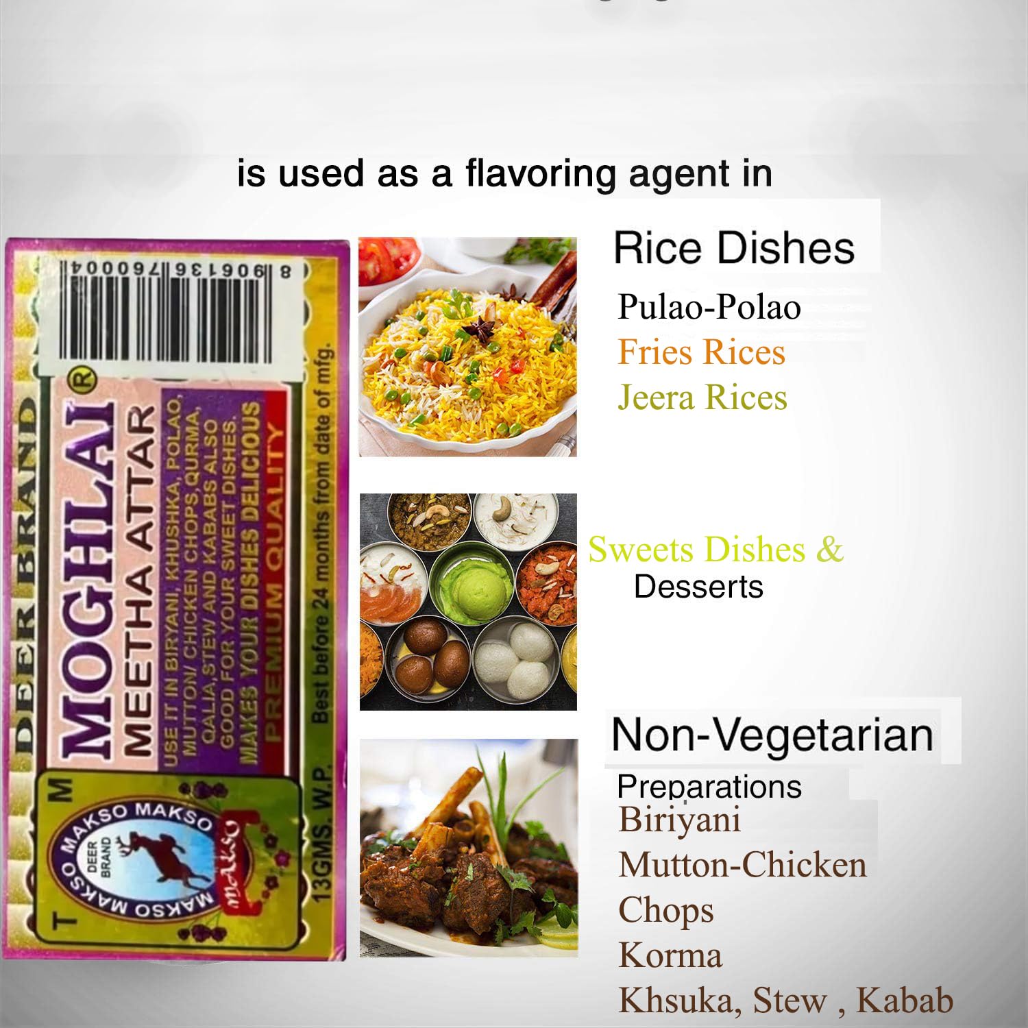DEER BRAND Royal Mughlai Meetha Attar Sweet Essence for Biryani, 13g Pack of 12 – view 5