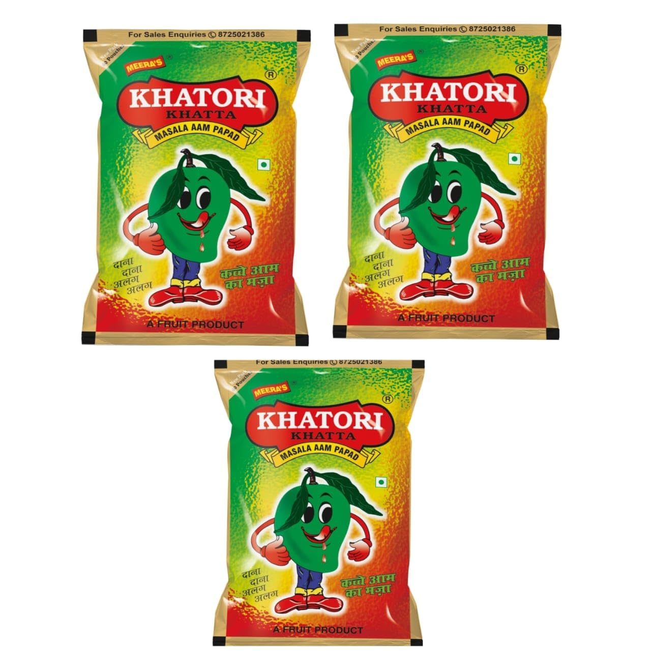 MEERA'S Khatori Khatta Masala Aampapad 195 Gms (1 Pouch Of 60 Sachets) | Pack Of 3 | Aampapad | Khatta Masala | Tangy Mango | Aam Ka Swad