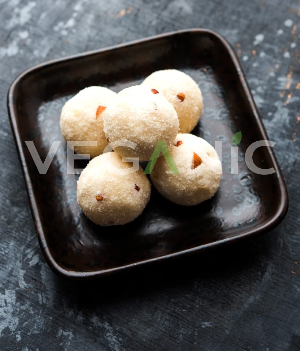 Veganic Coconut Laddu Nariyal Peda Soft & Chewy Toffee Coconut Balls Real Nariyal Peda Toffee Coconut Candy 200g