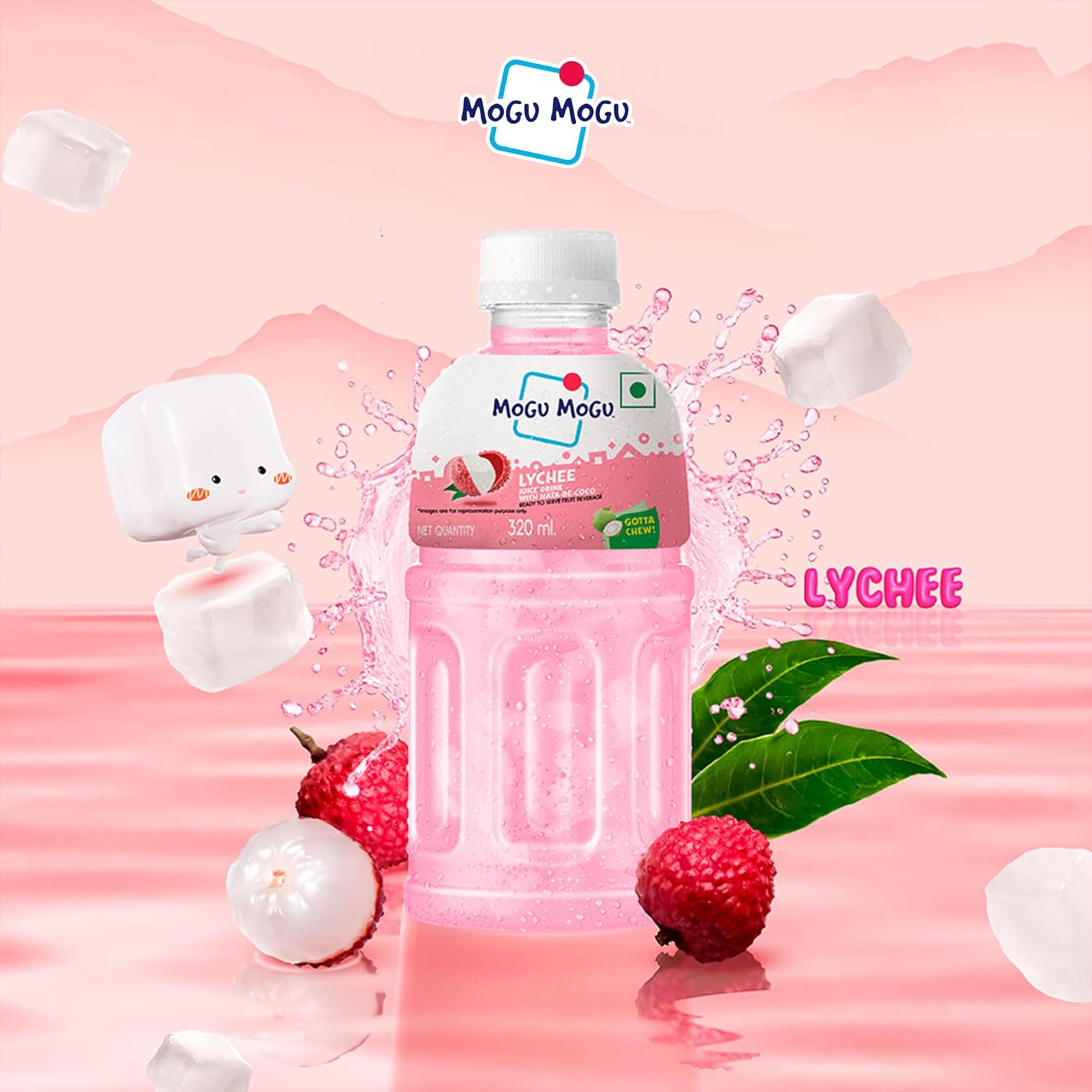 Mogu Mogu Lychee Juice Drink with Nata de Coco Jelly 320ml (Pack of 6) – view 7
