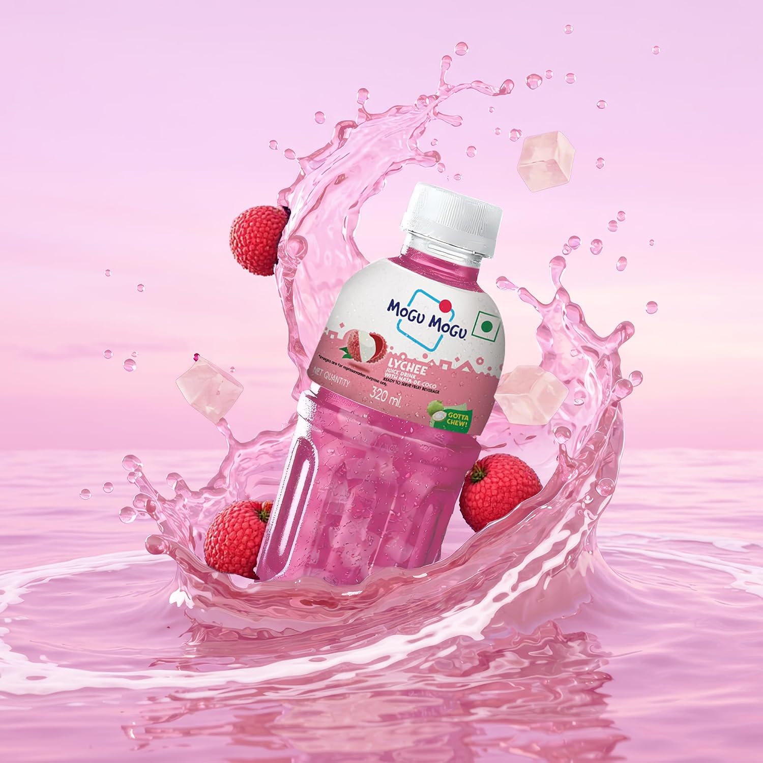 Mogu Mogu Lychee Juice Drink with Nata de Coco Jelly 320ml (Pack of 6) – view 4