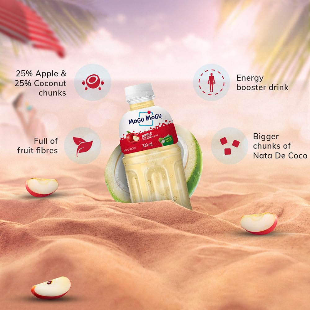 Mogu Mogu Apple Juice Drink with Nata de Coco Jelly 320ml Pack of 6 – view 7