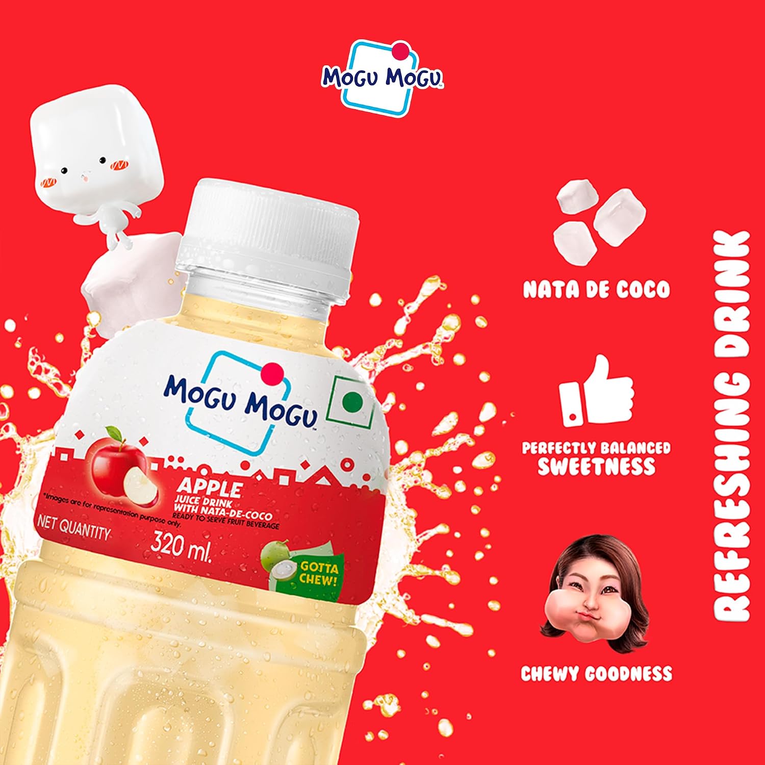 Mogu Mogu Apple Juice Drink with Nata de Coco Jelly 320ml Pack of 6 – view 8