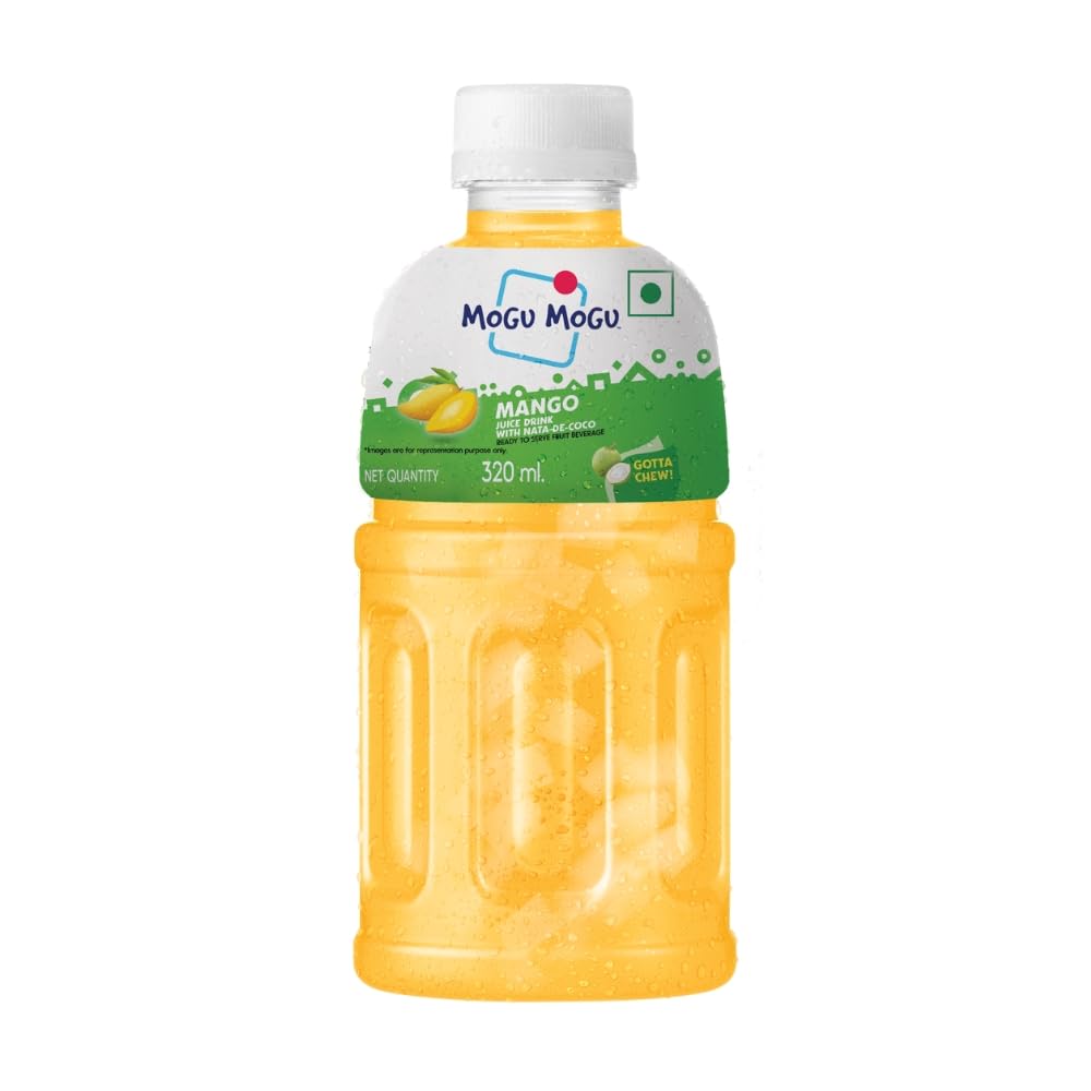 Mogu Mogu Mango Juice Drink with Nata de Coco Jelly 320ml | Refreshing Tropical Thai-Made Sip & Chew Beverage