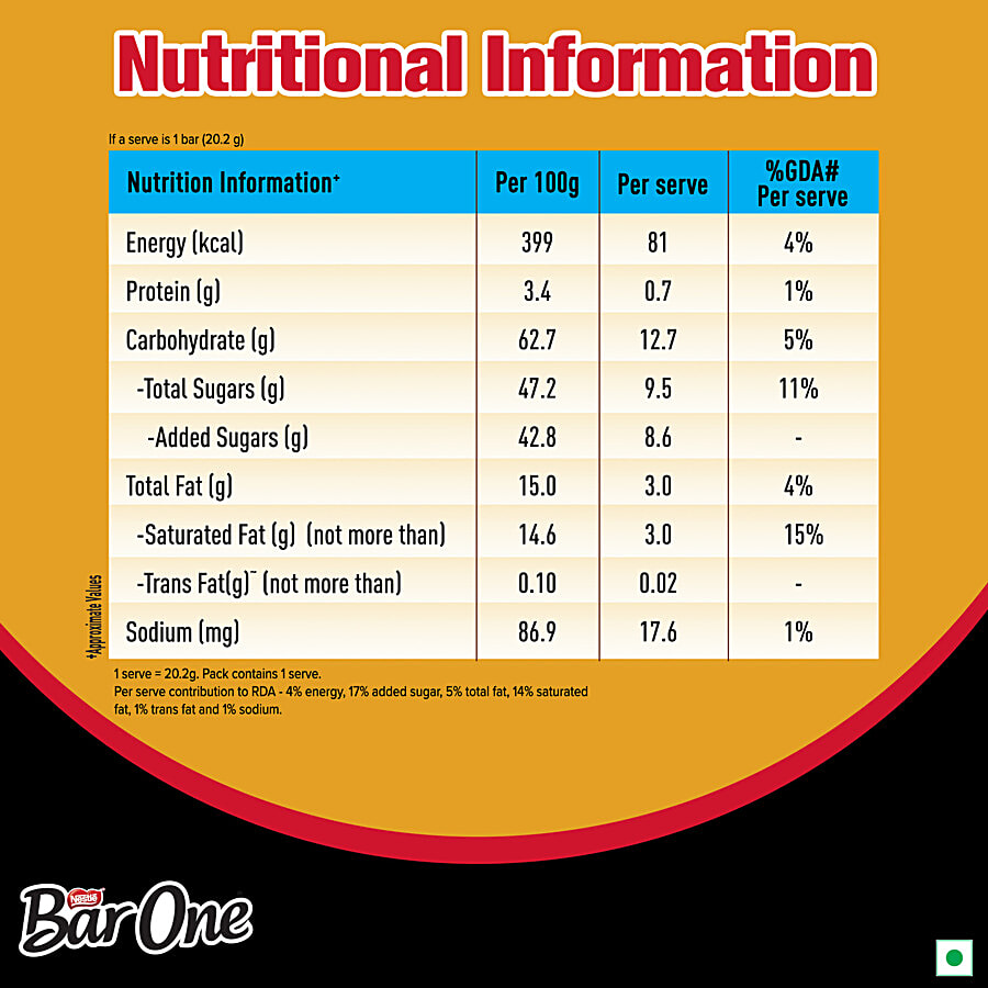 Nestle Bar One Nougat & Caramel Chocolate Bar 20.2 g – view 5