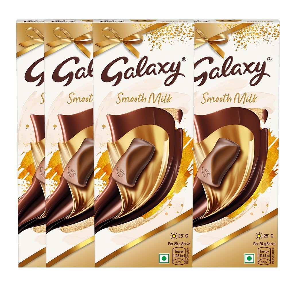 Galaxy Smooth Milk Valentine Chocolate Bar | Rich creamy and smooth| Loaded with the goodness of international cocoa| For Valentine Gifting| 110g | Pack of 4