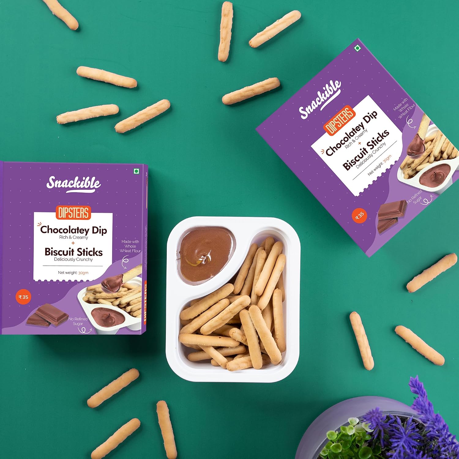 Snackible Dipsters Chocolatey Dip with Biscuit Sticks, Pack of 24 – view 4
