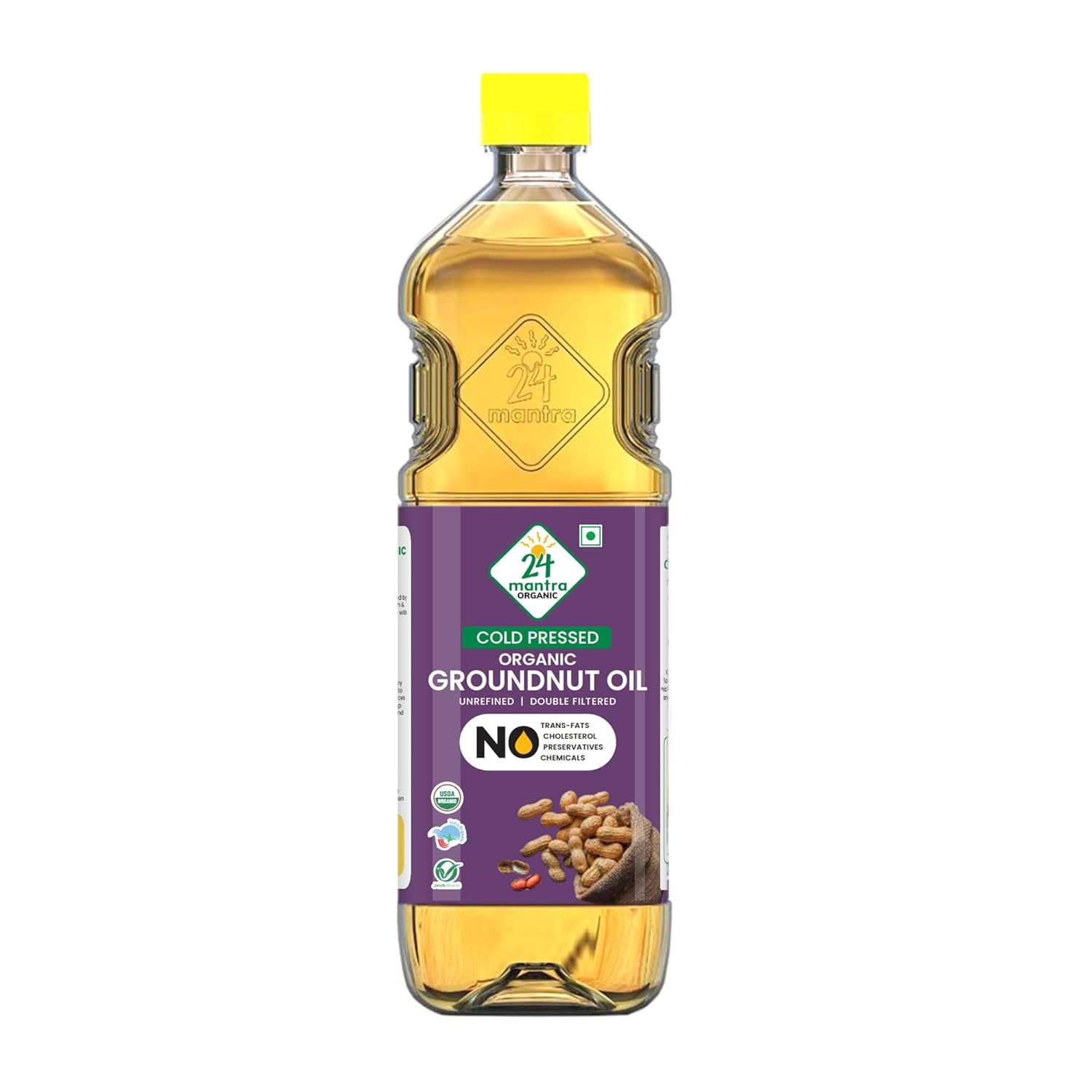24Mantra Organic Pressed Groundnut/Peanut Oil, 1 L