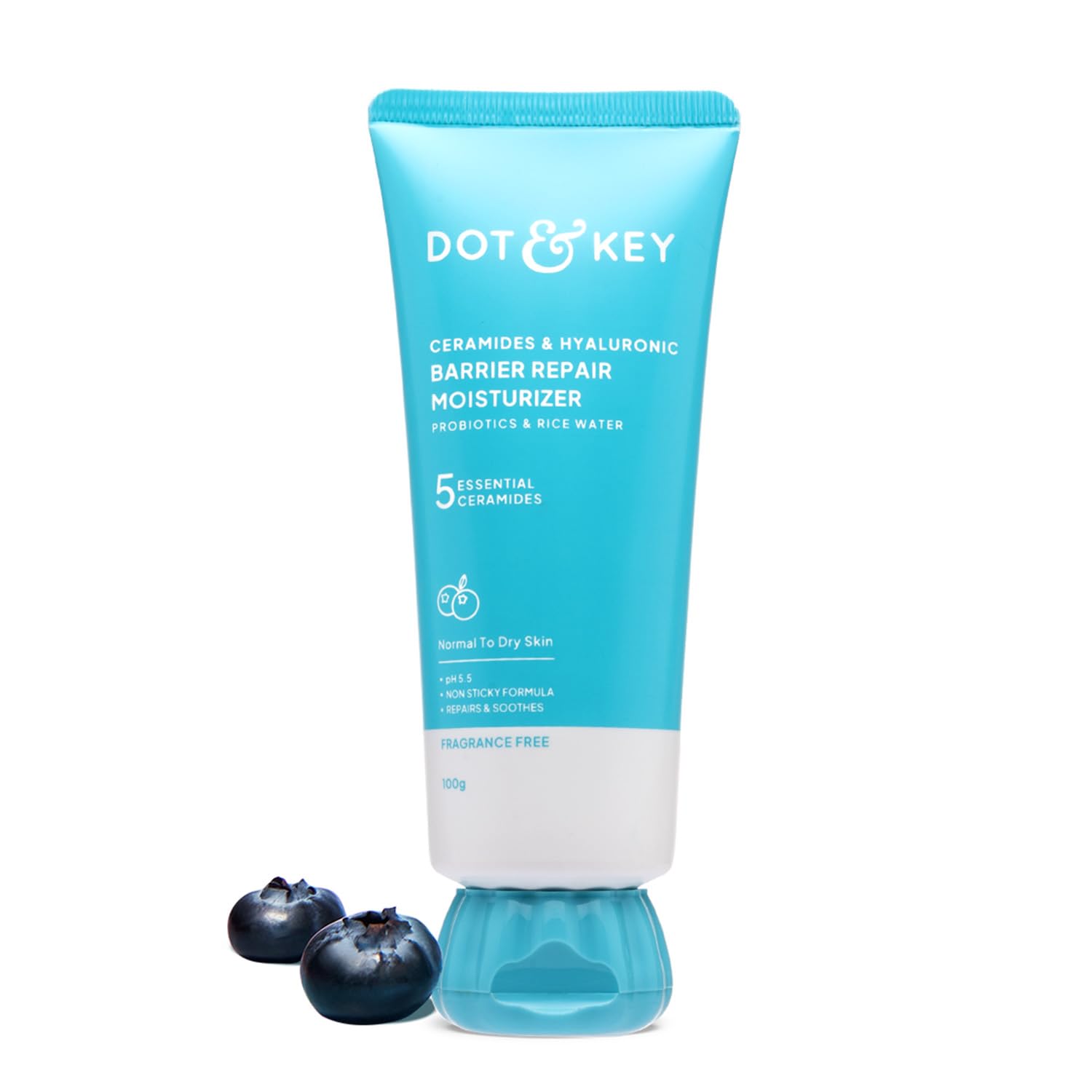 Dot & Key Ceramides Moisturizer with Hyaluronic for Intense Moisturizing and Skin Strengthening | With Probiotic & Rice Water I Barrier Repair Cream | For Dry Skin, Normal Skin & Sensitive Skin | 100g