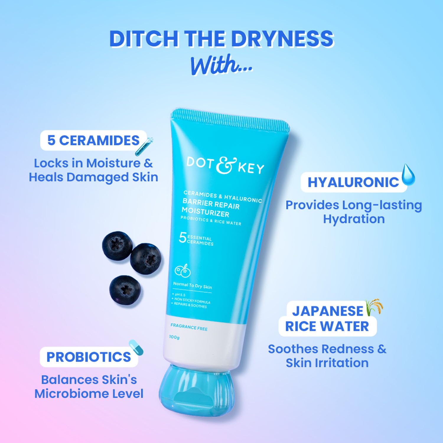 Dot & Key Barrier Repair Moisturizer with 5 Ceramides & Hyaluronic, 100g – view 3