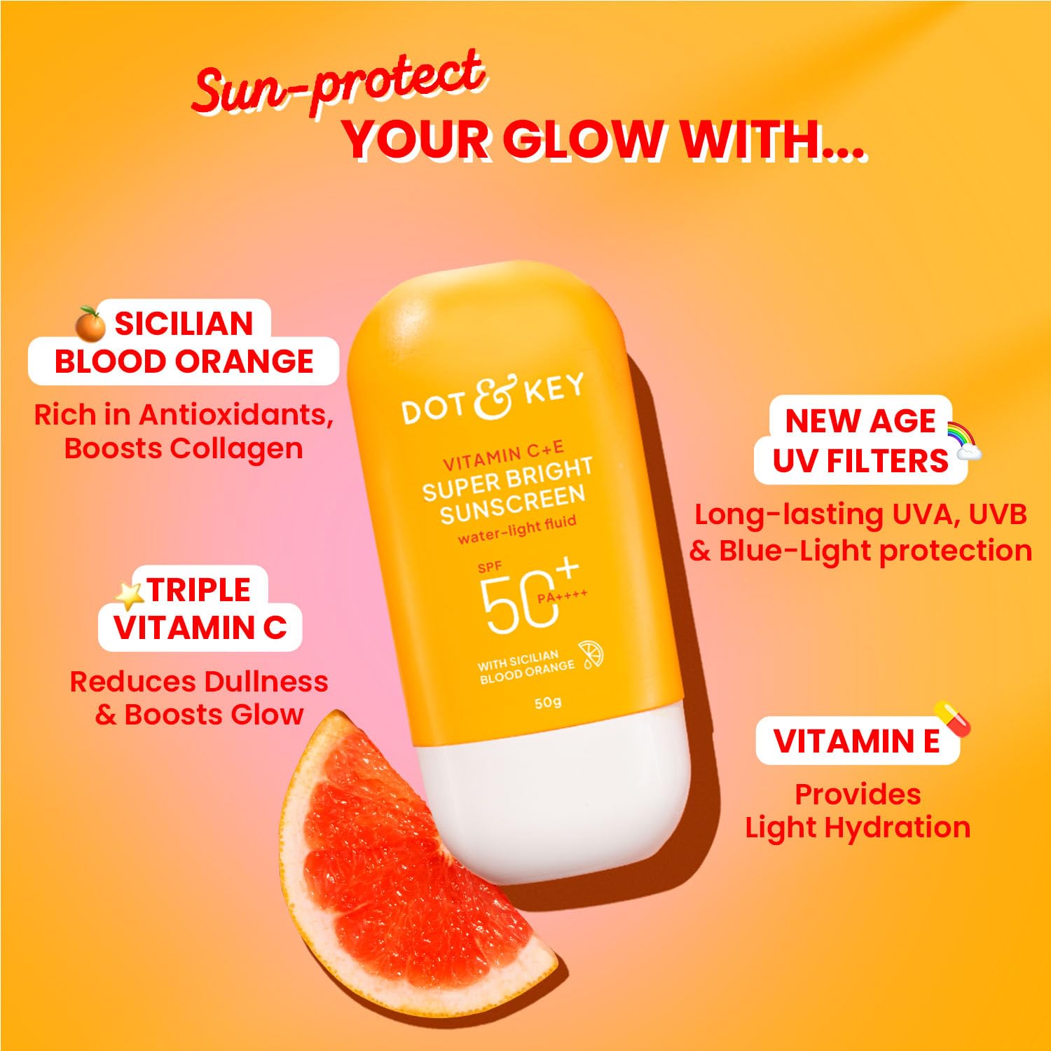 DOT & KEY Vitamin C + E Super Bright Sunscreen SPF 50+ PA++++, 50g – view 6