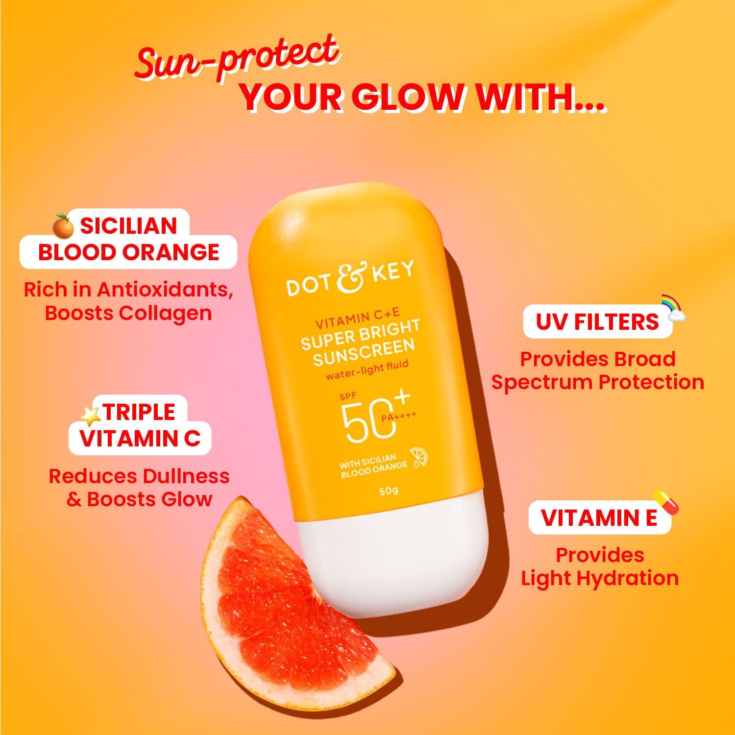Dot & Key Vitamin C + E Super Bright Sunscreen SPF 50+ PA++++ Combo, 2 x 50 g – view 6