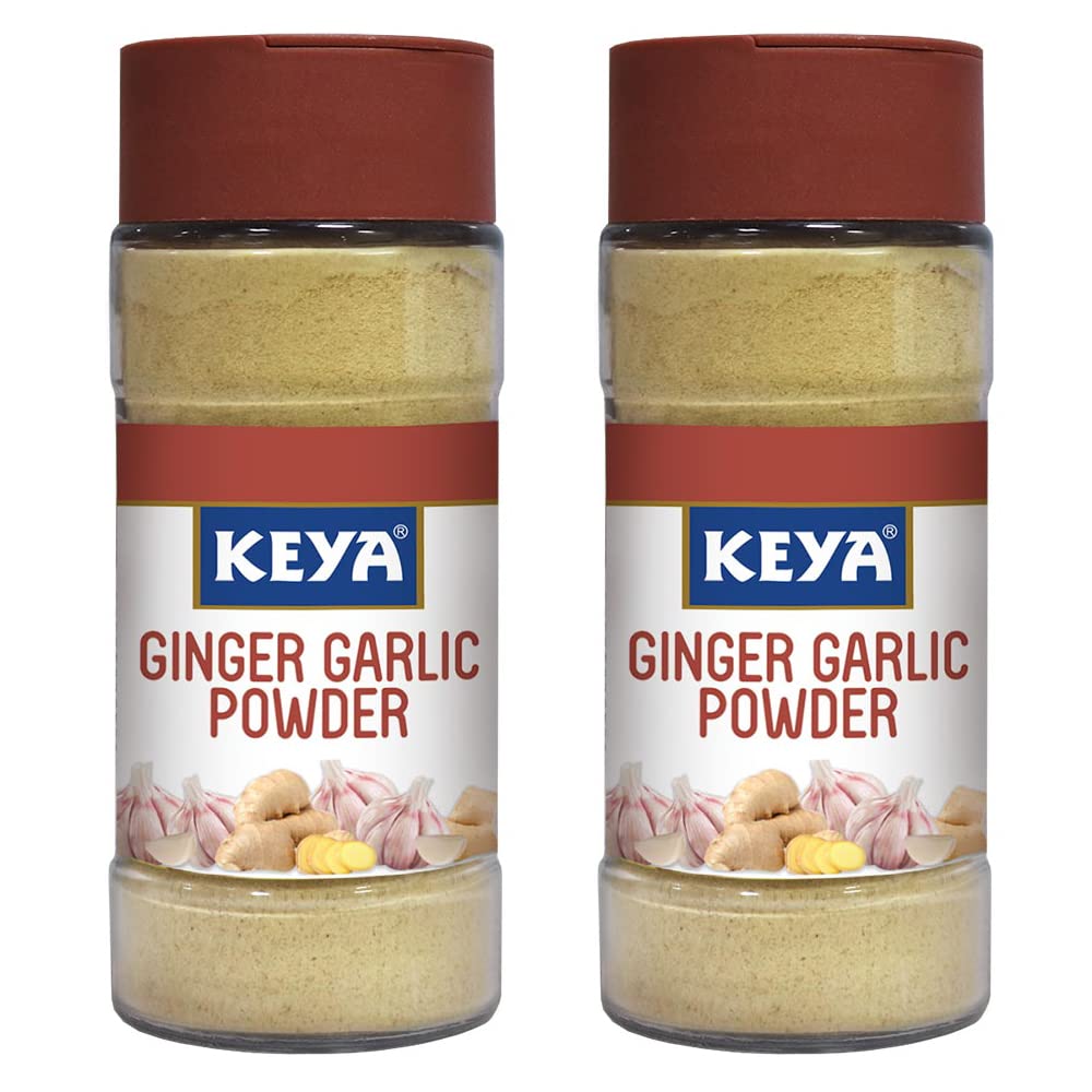 Keya Ginger Garlic Powder 50g | Pure, All-Natural, Flavor Booster for Cooking, Soups, Sauces |No Additives, Preservatives | Pack of 2