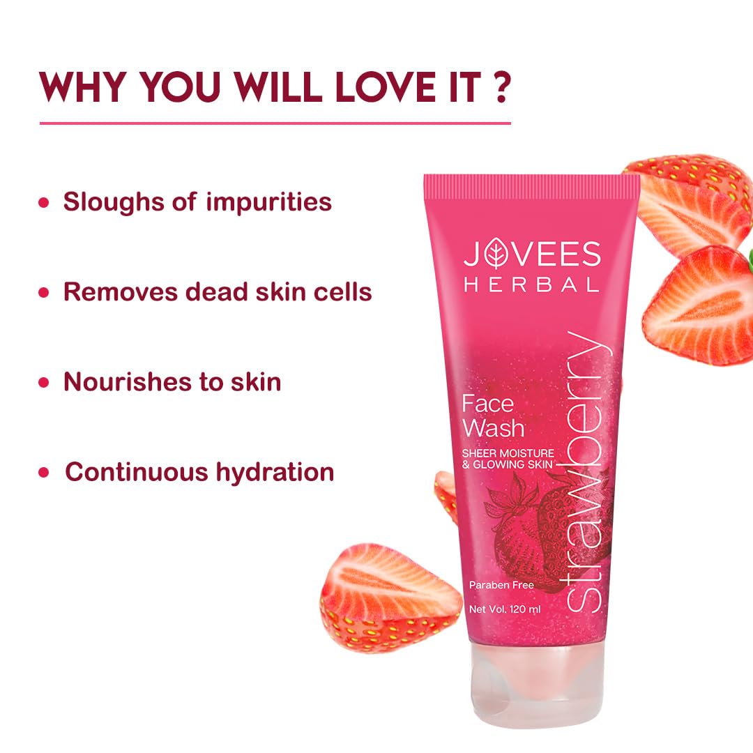 Jovees Herbal Strawberry Face Wash for Normal to Dry Skin, 120 ml – view 2