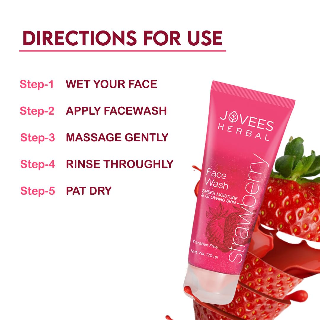 Jovees Herbal Strawberry Face Wash for Normal to Dry Skin, 120 ml – view 4