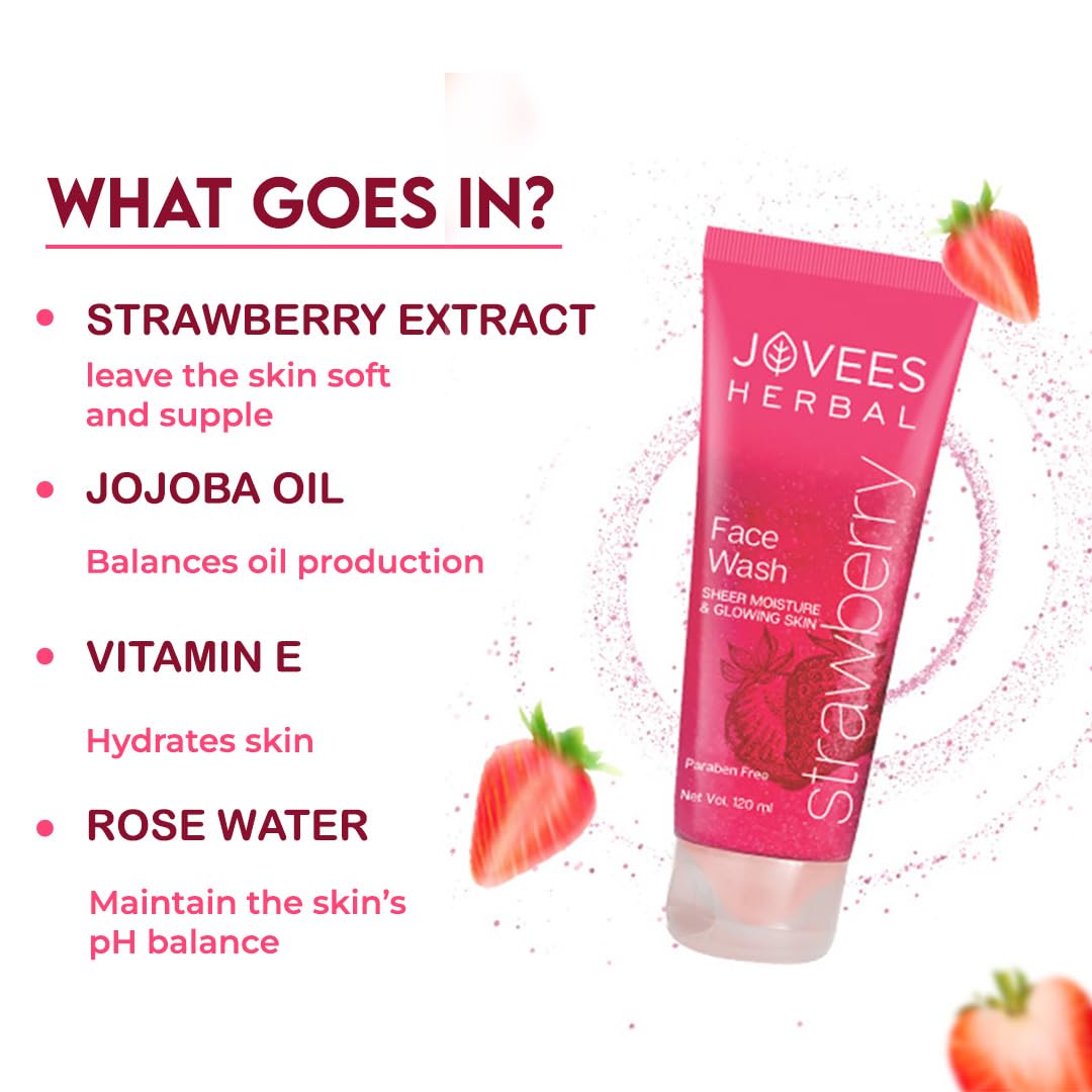 Jovees Herbal Strawberry Face Wash for Normal to Dry Skin, 120 ml – view 3