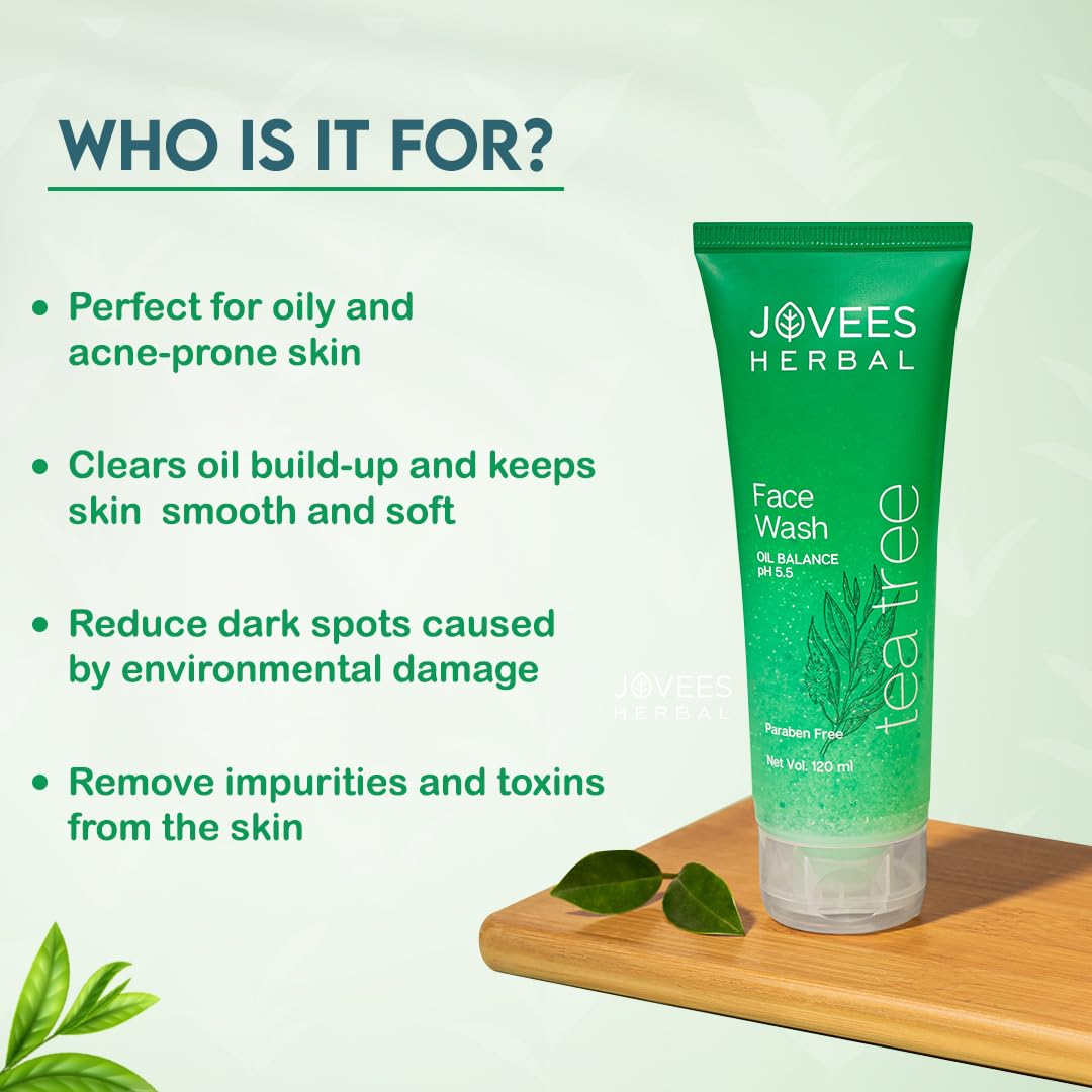Jovees Herbal Tea Tree Face Wash for Oily & Sensitive Skin, 120 ml Pack of 2 – view 4