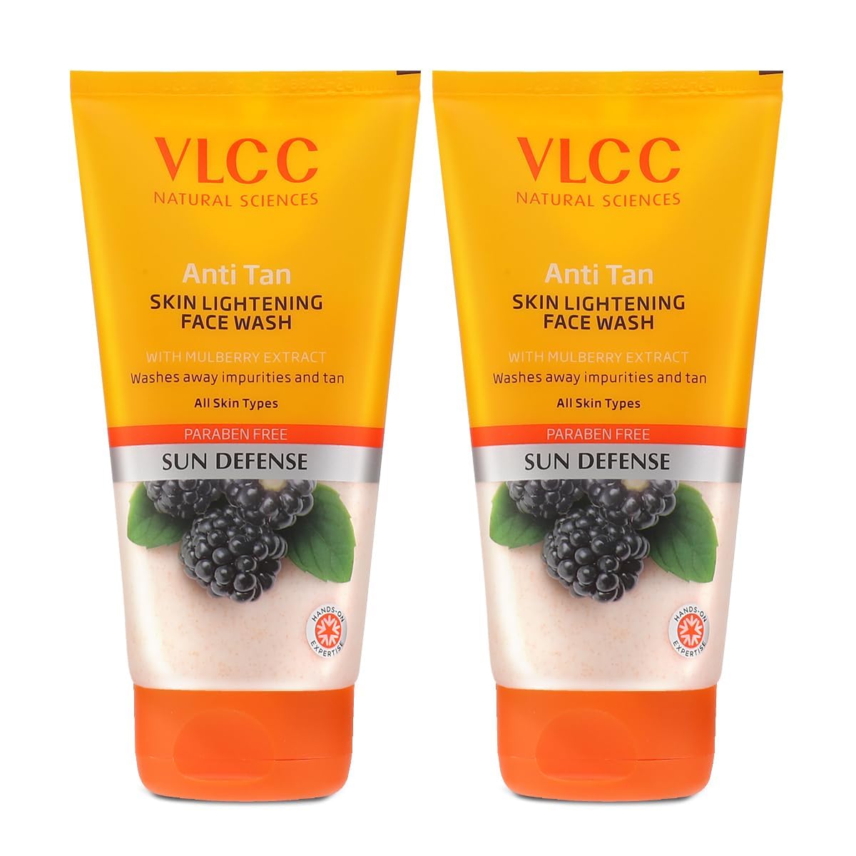 VLCC Anti-Tan Skin Lightening Face Wash – 150 ml x 2 (300 ml) | With Mulberry & Orange Peel Extract | Brightening Sunscreen with Broad Spectrum Protection | Removes sun damage, spots and dullness
