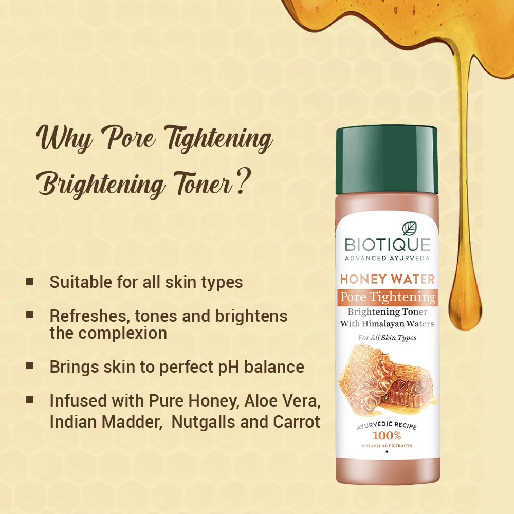 Biotique Honey Water Pore Tightening Brightening Toner with Himalayan Waters, 120 ml – view 5
