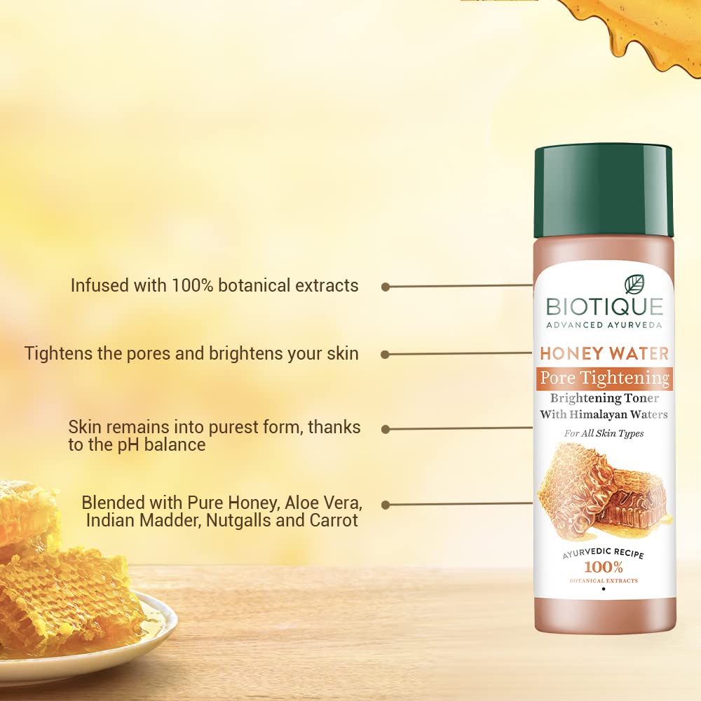 Biotique Honey Water Pore Tightening Brightening Toner with Himalayan Waters, 120 ml – view 4