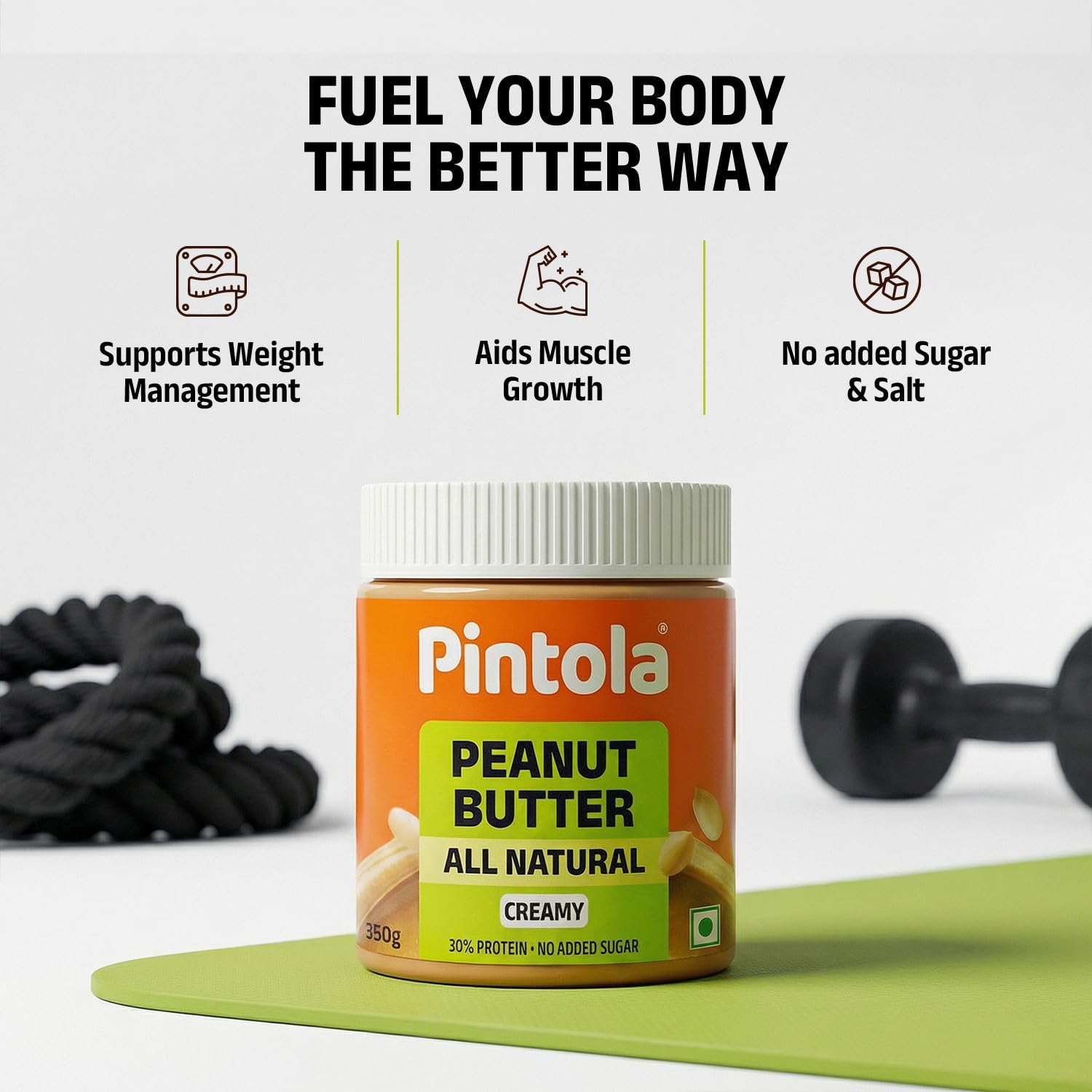 Pintola All Natural Creamy Peanut Butter 350g, Unsweetened – view 8