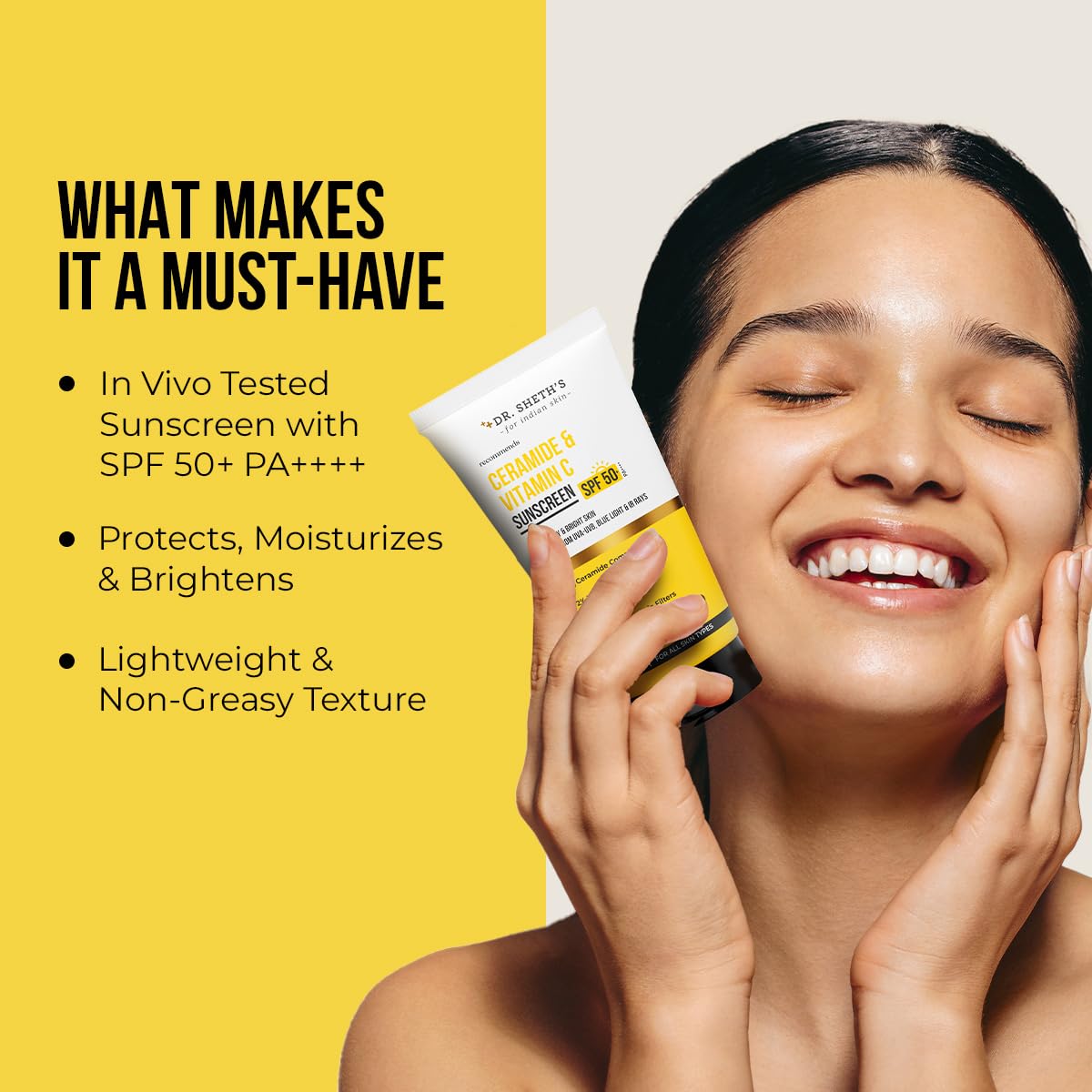 Dr. Sheth's Ceramide & Vitamin C Sunscreen SPF 50+ PA++++, 50 g x 2 – view 3
