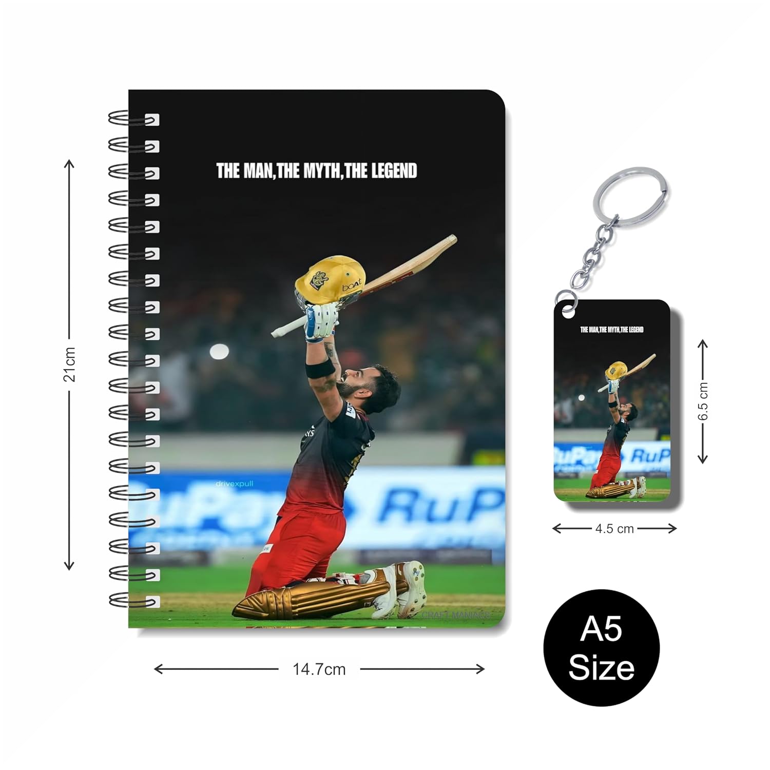 CRAFT MANIACS Virat Cricket A5 Diary with Free Keychain – view 2