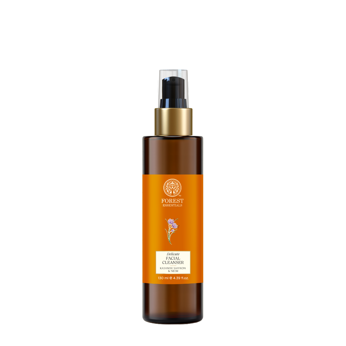 Forest Essentials Delicate Facial Cleanser Kashmiri Saffron & Neem, Ayurvedic Gel Face Wash For Oily Skin, SulphateFree, Anti Acne Face Cleanser, Controls Oil For Sensitive Skin For Women & Men 130 ml