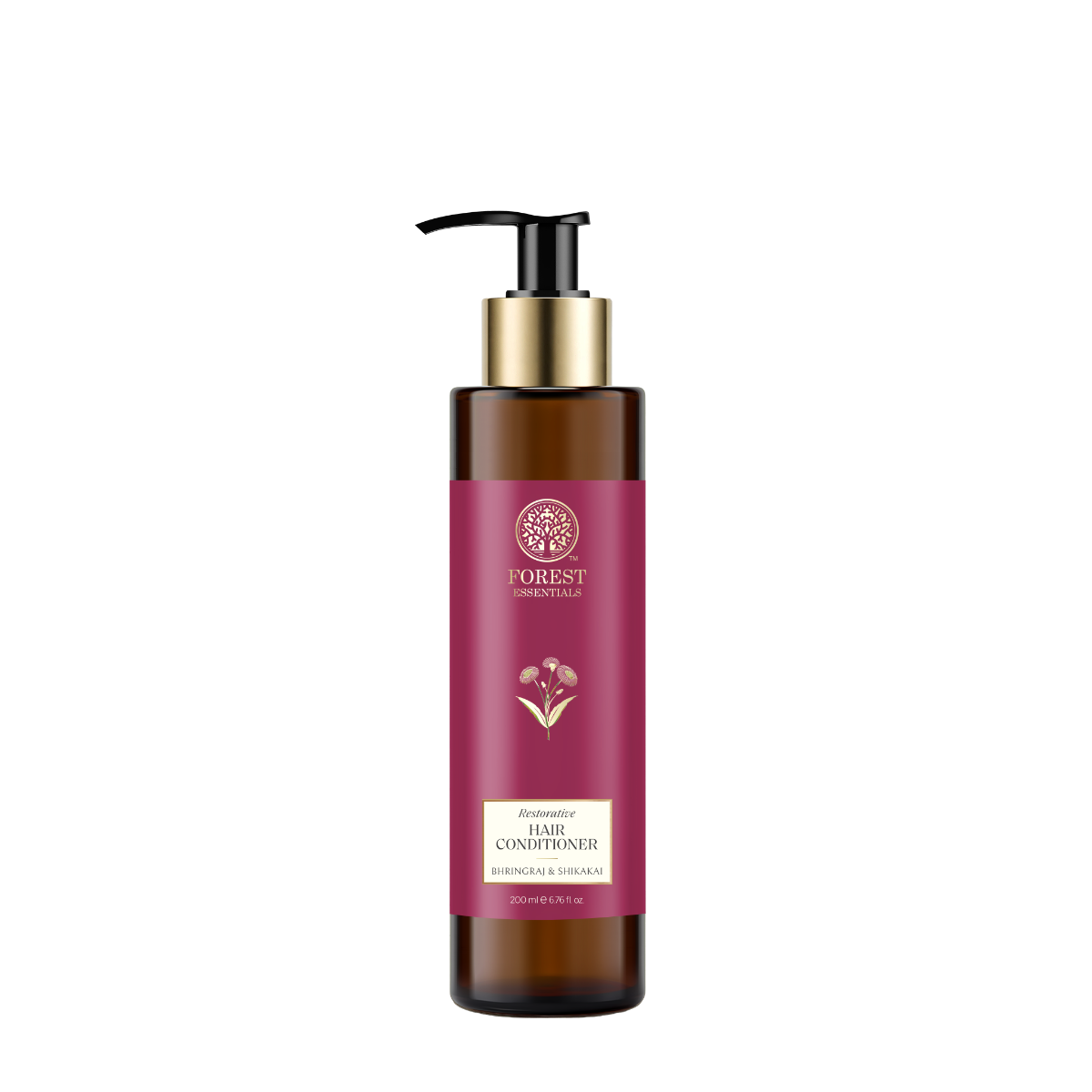 Bottle of Forest Essentials Ayurvedic hair conditioner with bhringraj and shikakai