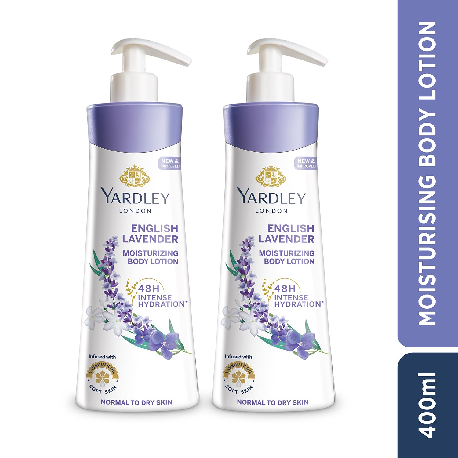 Yardley London English Lavender Moisturizing Body Lotion, Germ Shield, 400ml [350ml +50ml Free] (Pack of 2) – view 2