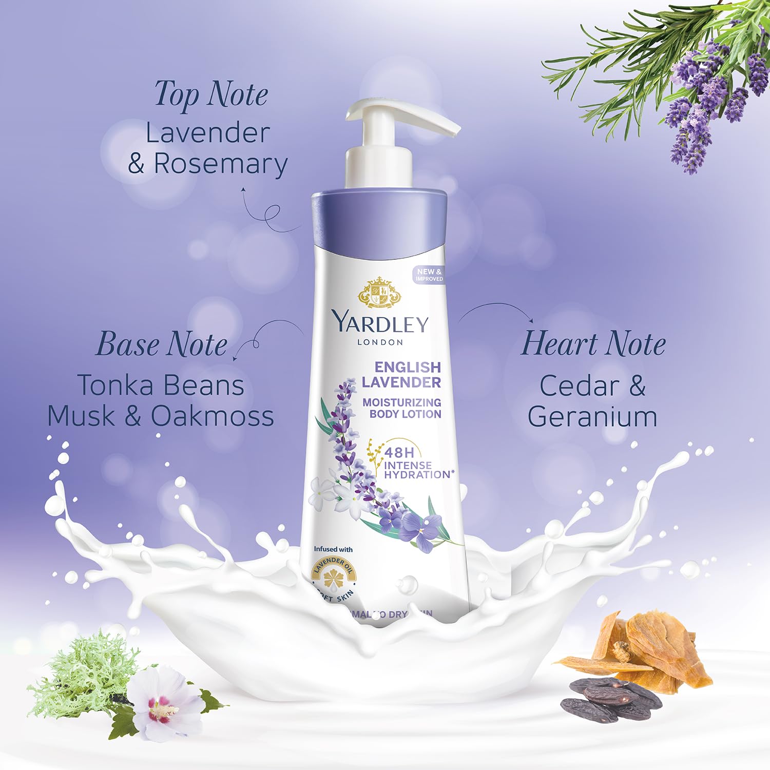 Yardley London English Lavender Moisturizing Body Lotion, Germ Shield, 400ml [350ml +50ml Free] (Pack of 2) – view 5