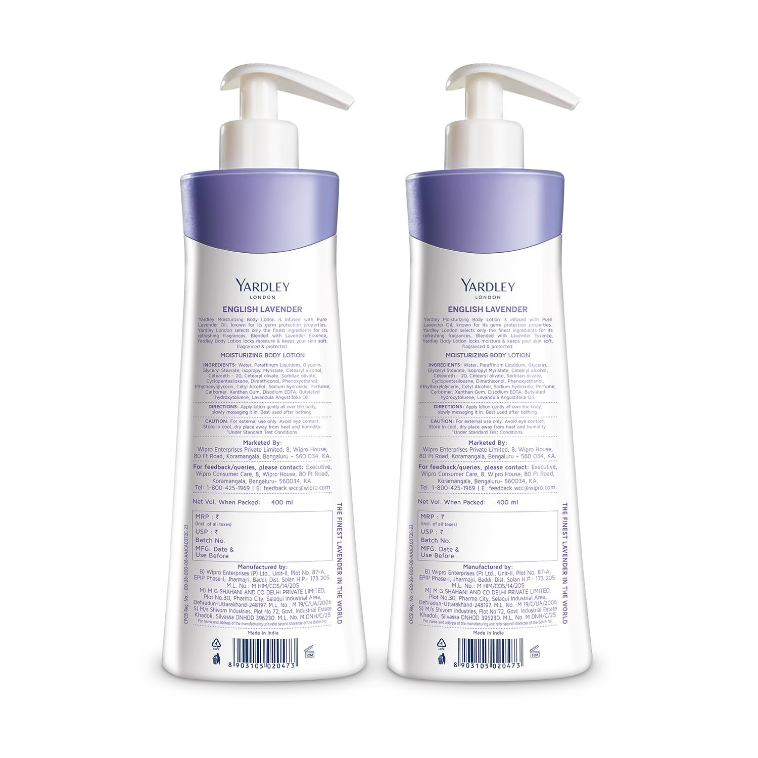 Yardley London English Lavender Moisturizing Body Lotion, Germ Shield, 400ml [350ml +50ml Free] (Pack of 2) – view 4