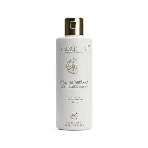 VEDICDERM Plasma Bamboo Charcoal Shampoo 200ml | Clinically Proven For Scalp Psoriasis, Dandruff & Sensitivity | Relieves Itching, Flaking & Dryness | SLS, Paraben & Irritants Free|Daily Hair Cleanser